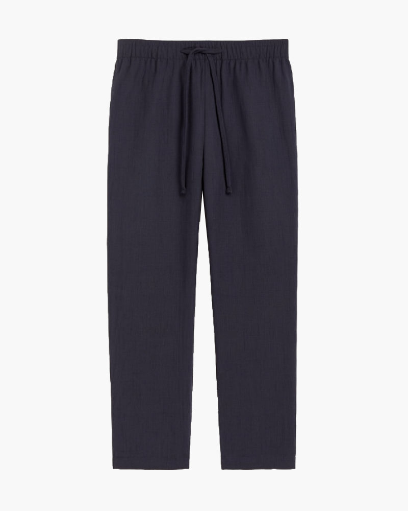 Navy Blue Linen Trousers for Men