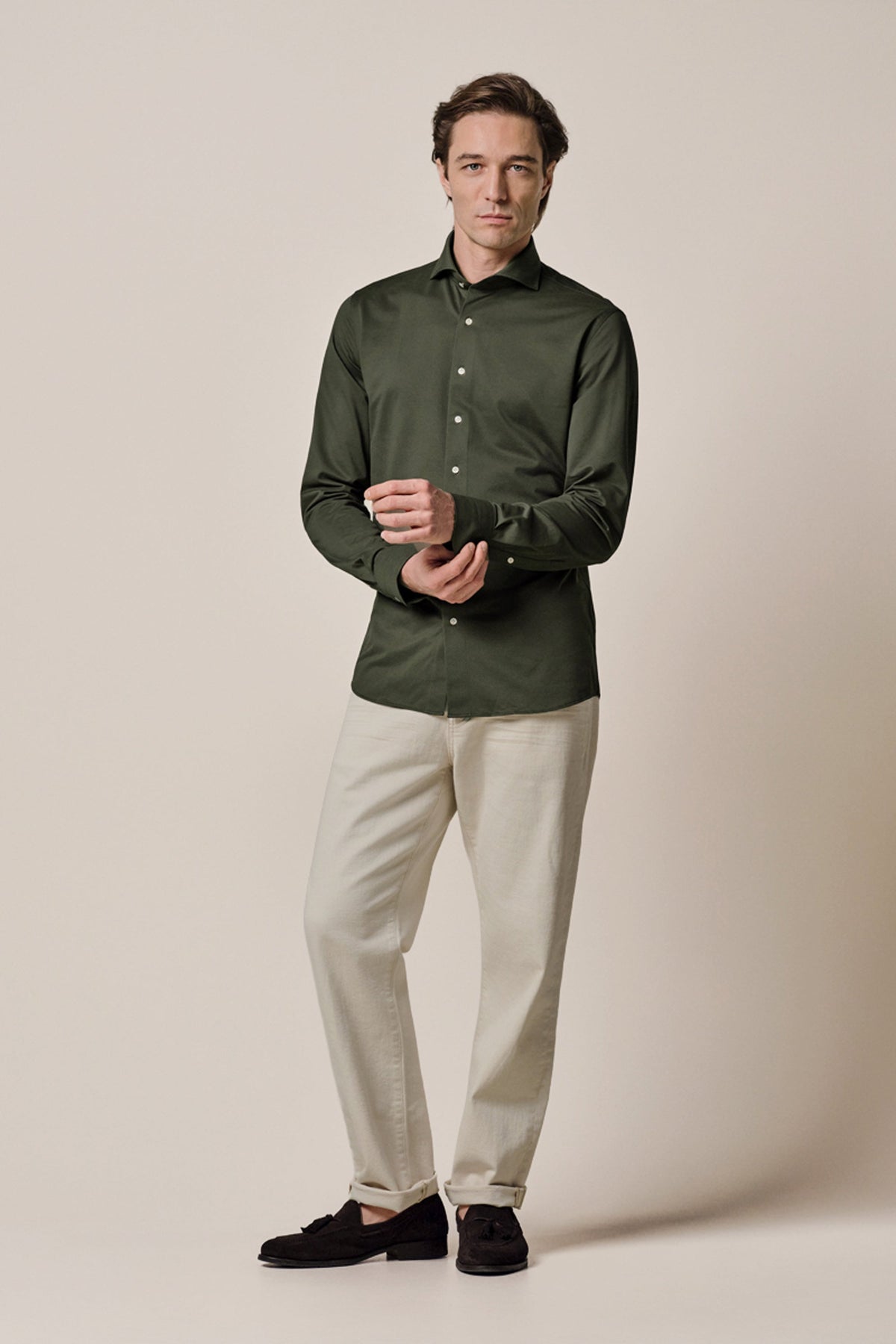 Groen Japanese knitted overhemd
