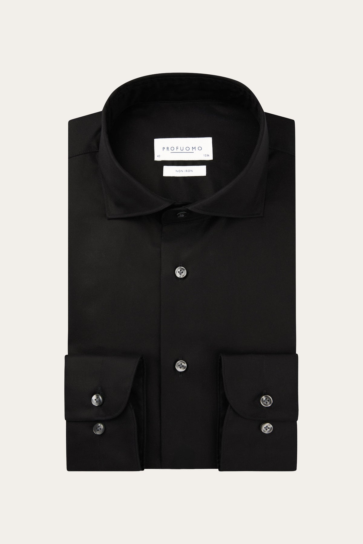 Zwart two-ply twill overhemd