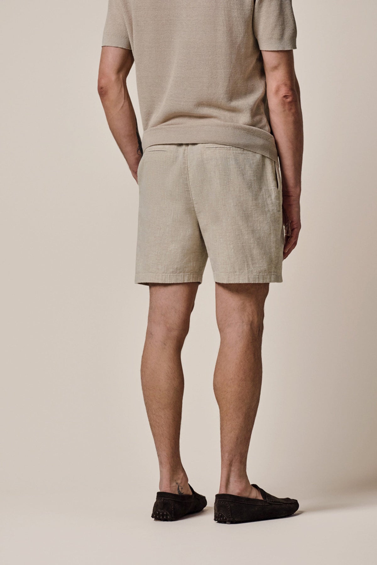 Beige linnen loose fit shorts