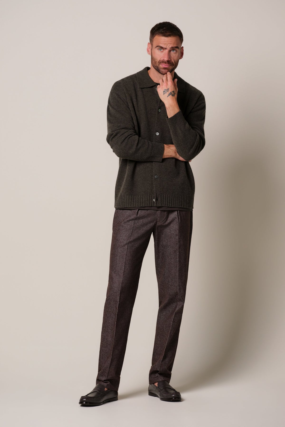 Donkerbruine soft wollen cardigan
