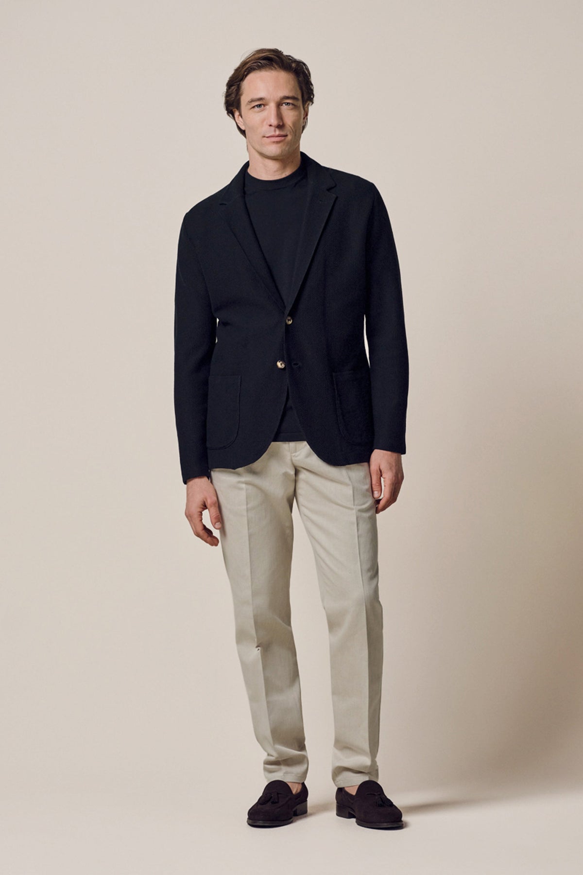 Navy Aero Ease knitted colbert