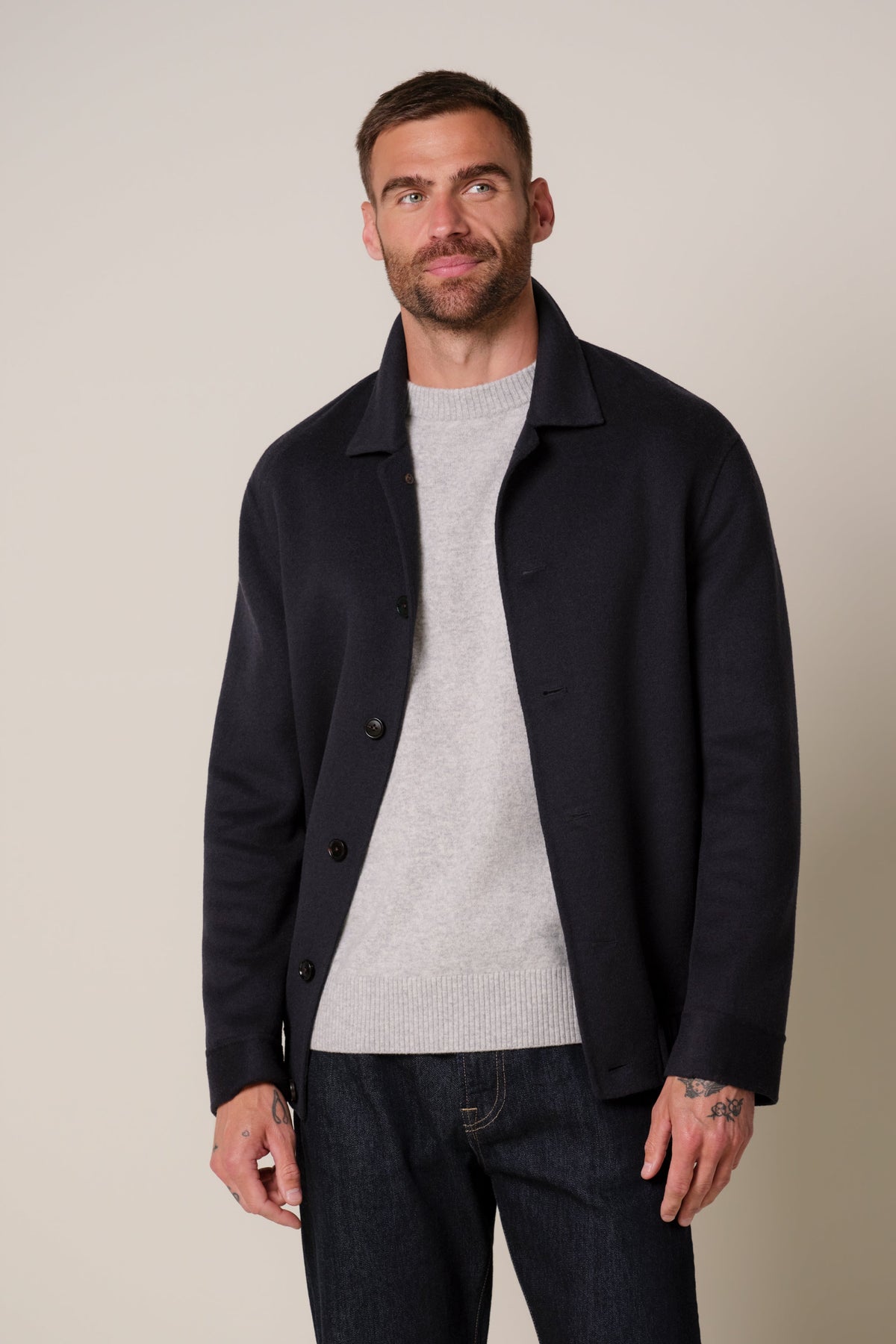 Navy wollen single layer bomber