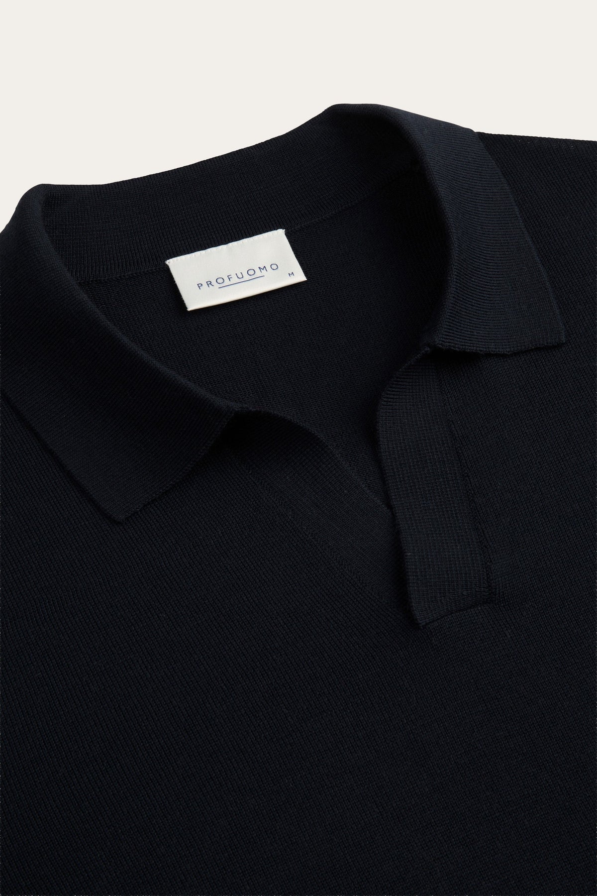 Navy merino open kraag polo