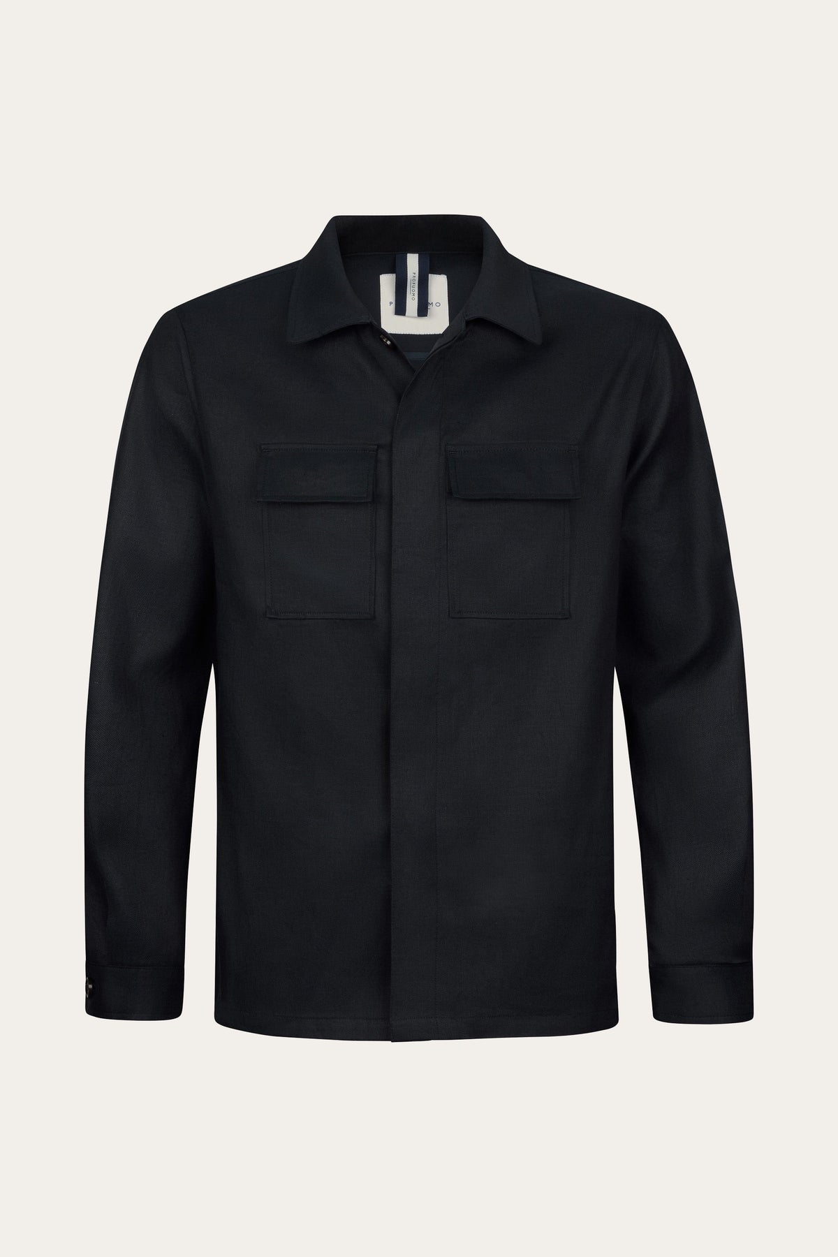 Navy linnen-katoen overshirt