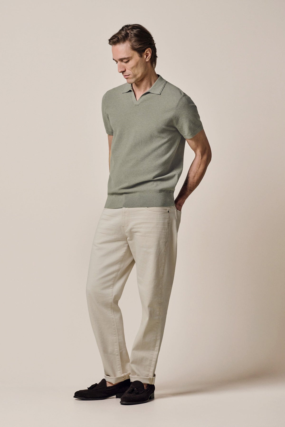Groene Luxury Basic open collar polo
