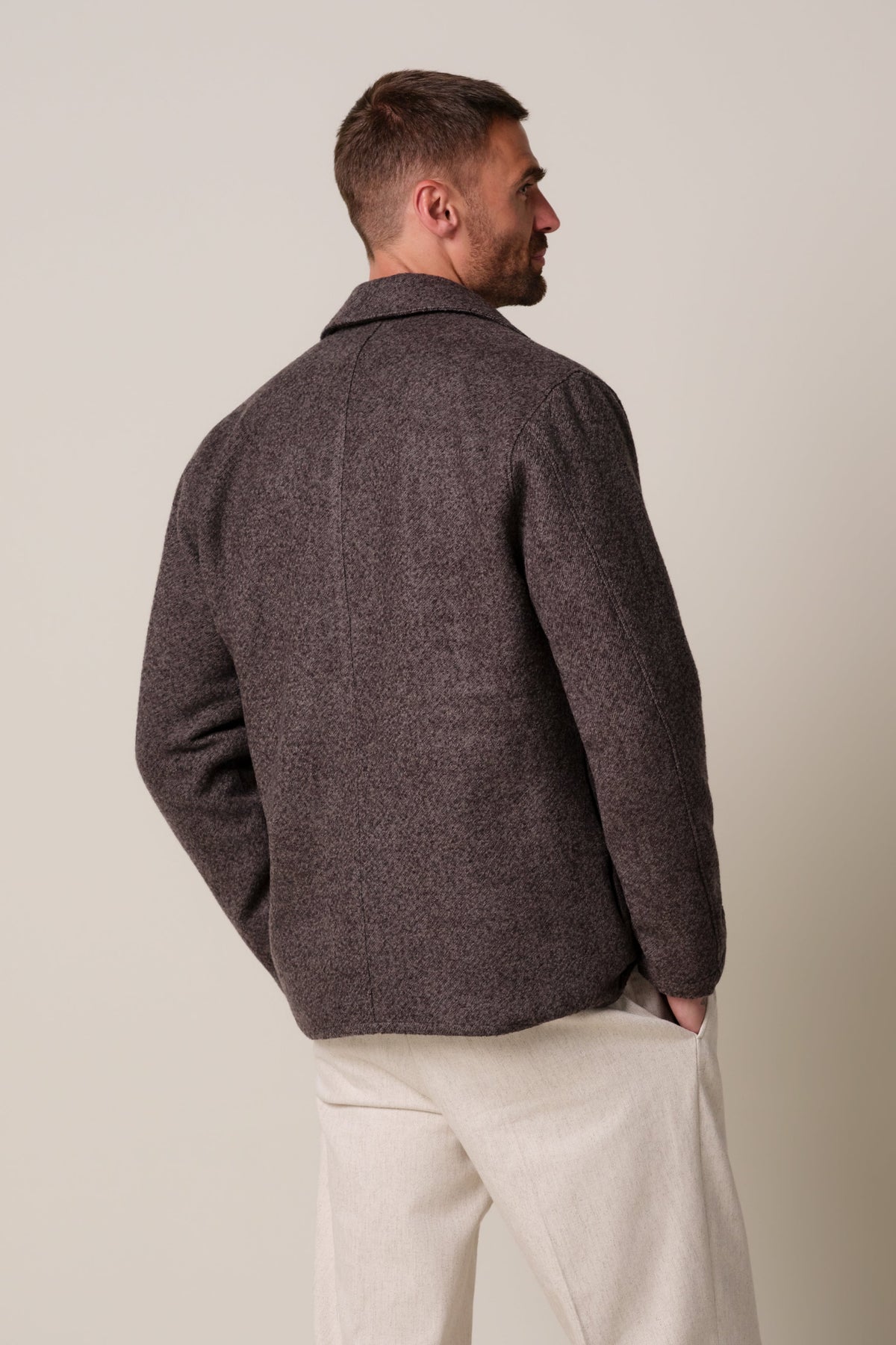 Aubergine boiled wollen overshirt