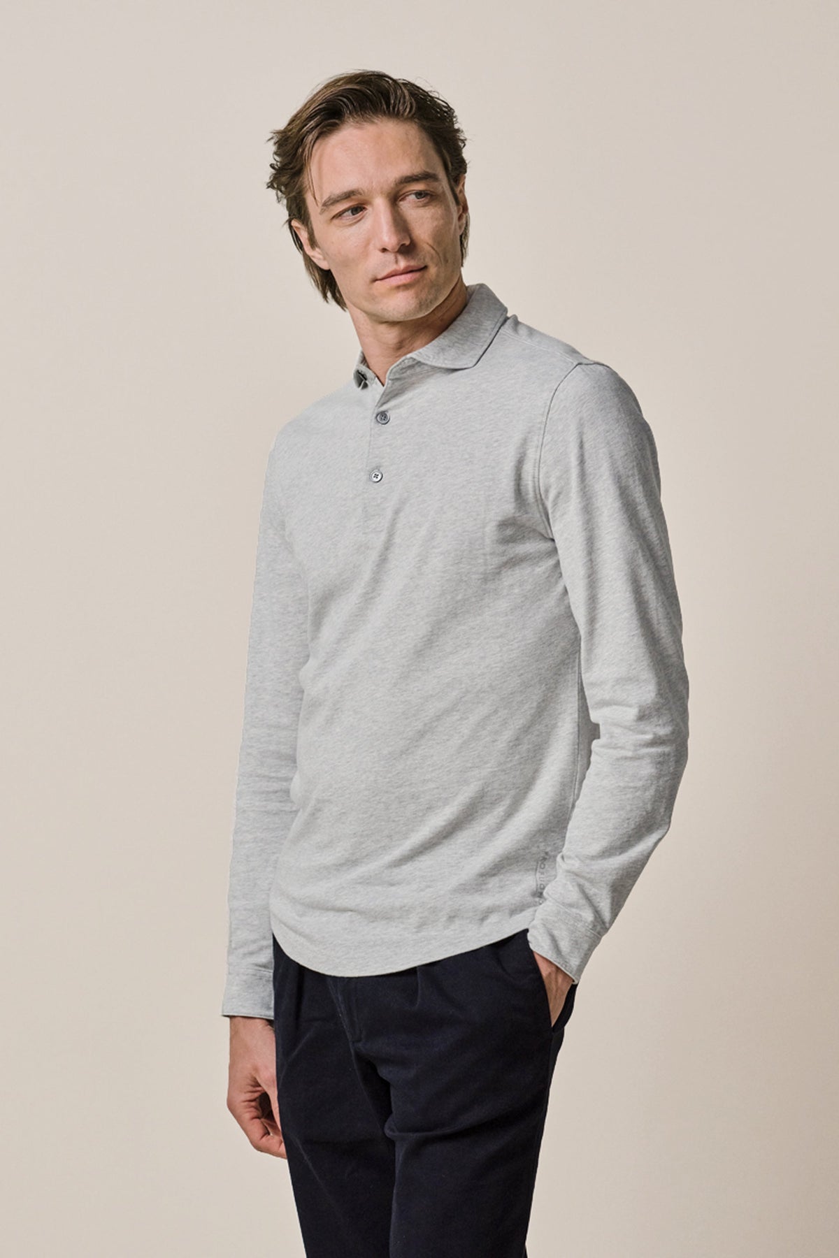 Grijze single jersey polo