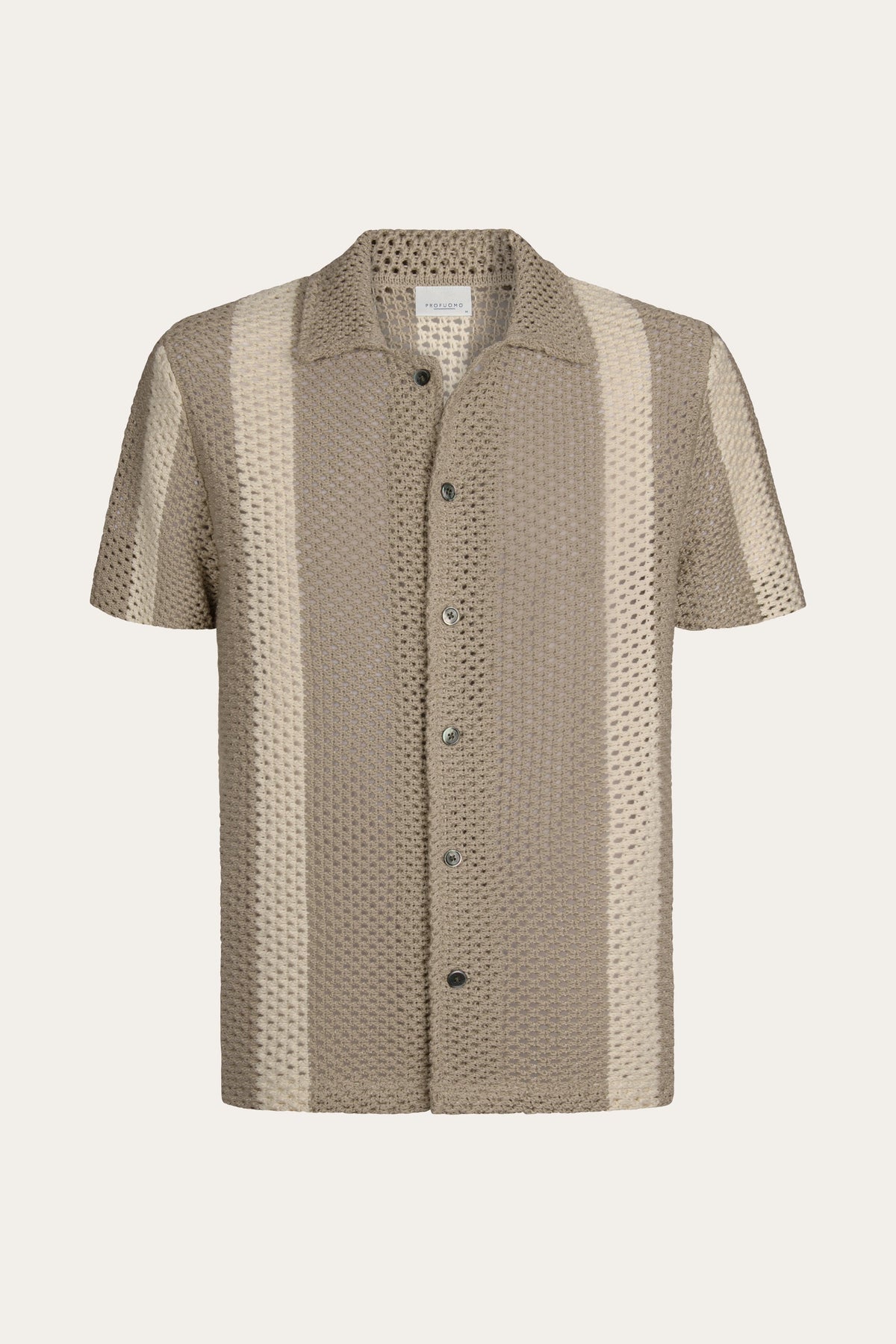 Beige crochet button through polo