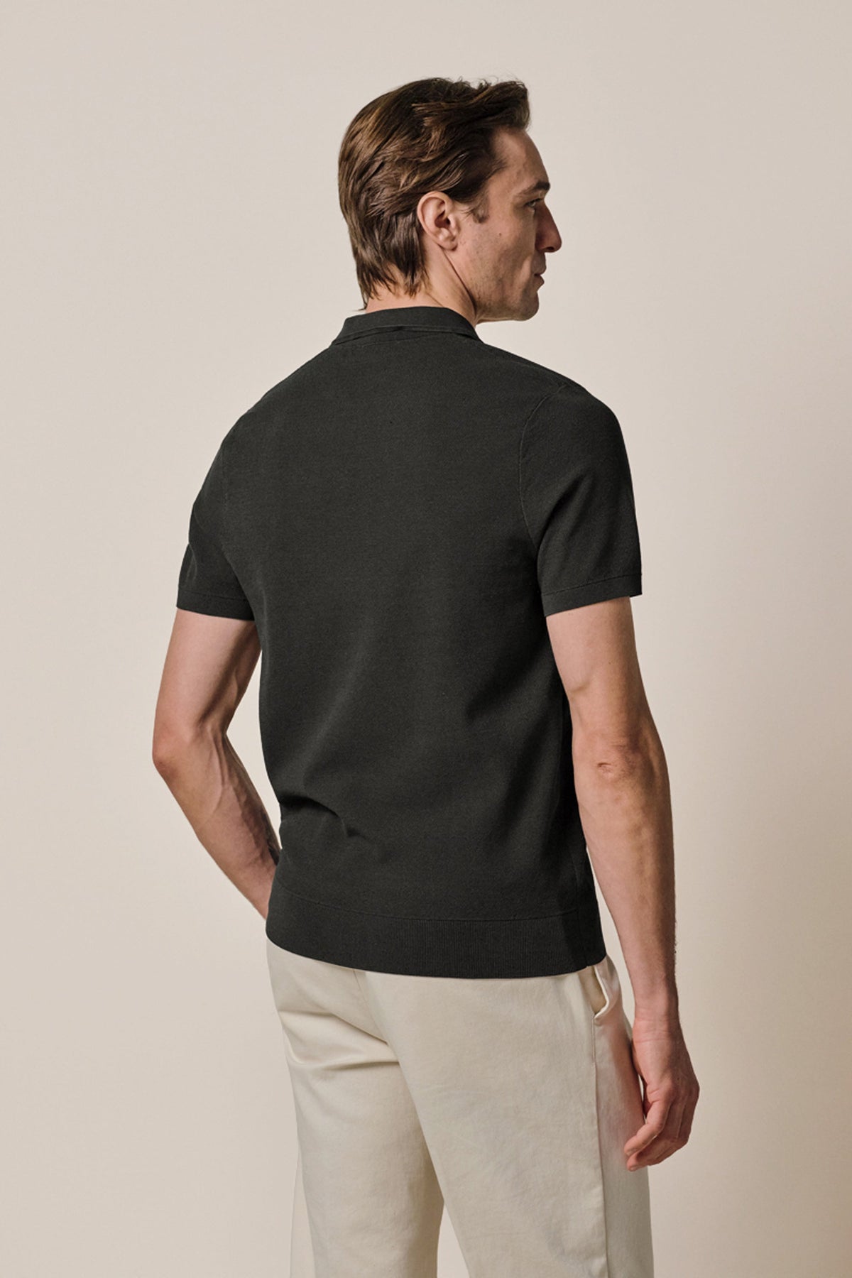 Donkerbruine Luxury Basic polo open kraag