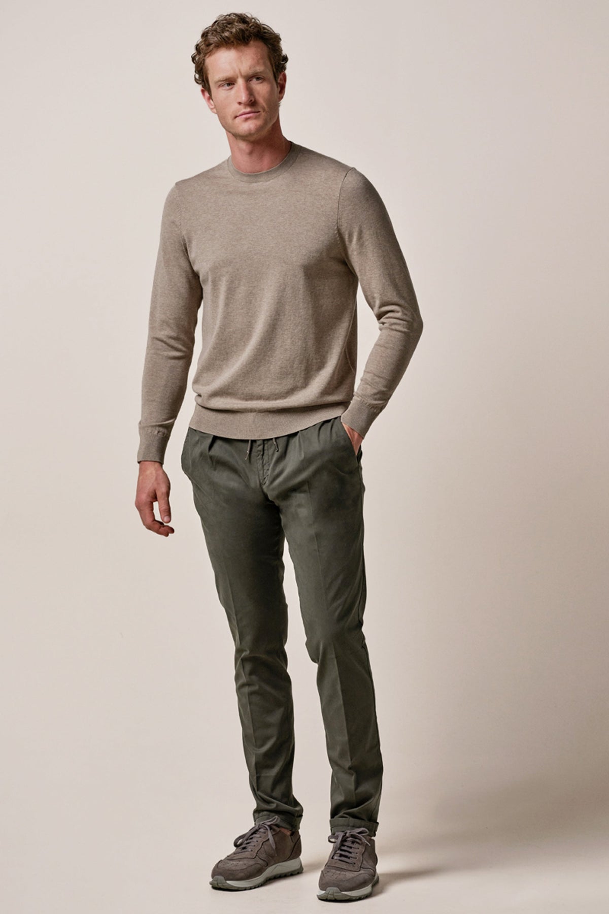 Beige Luxury Basic crewneck