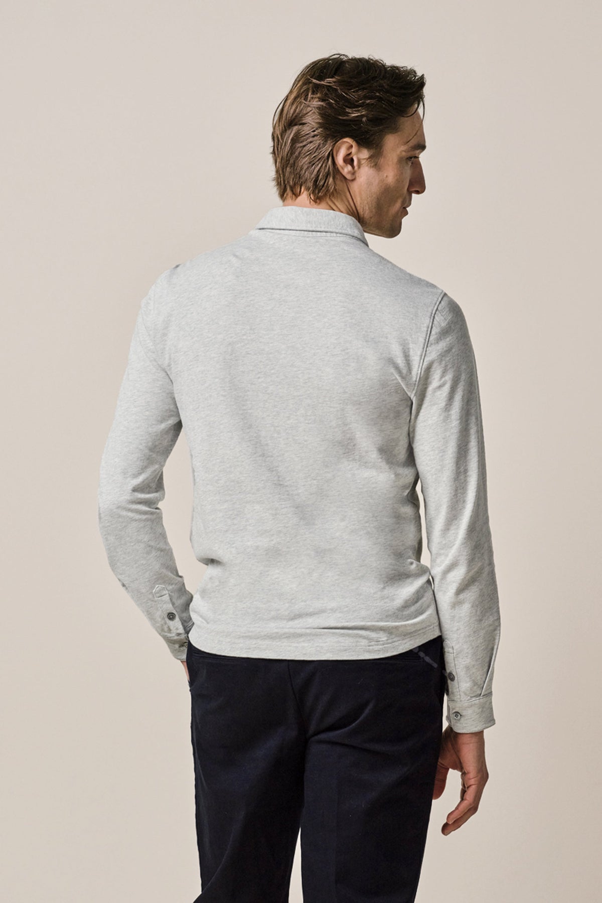 Grijze single jersey polo