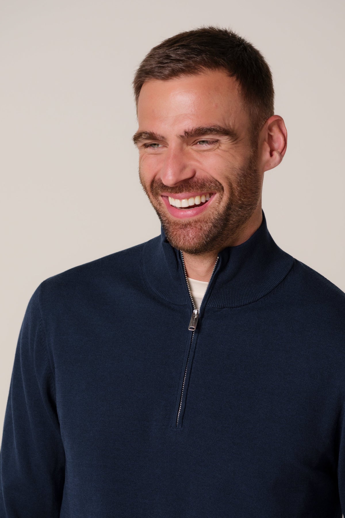 Donkerblauwe Luxury Basic half zip