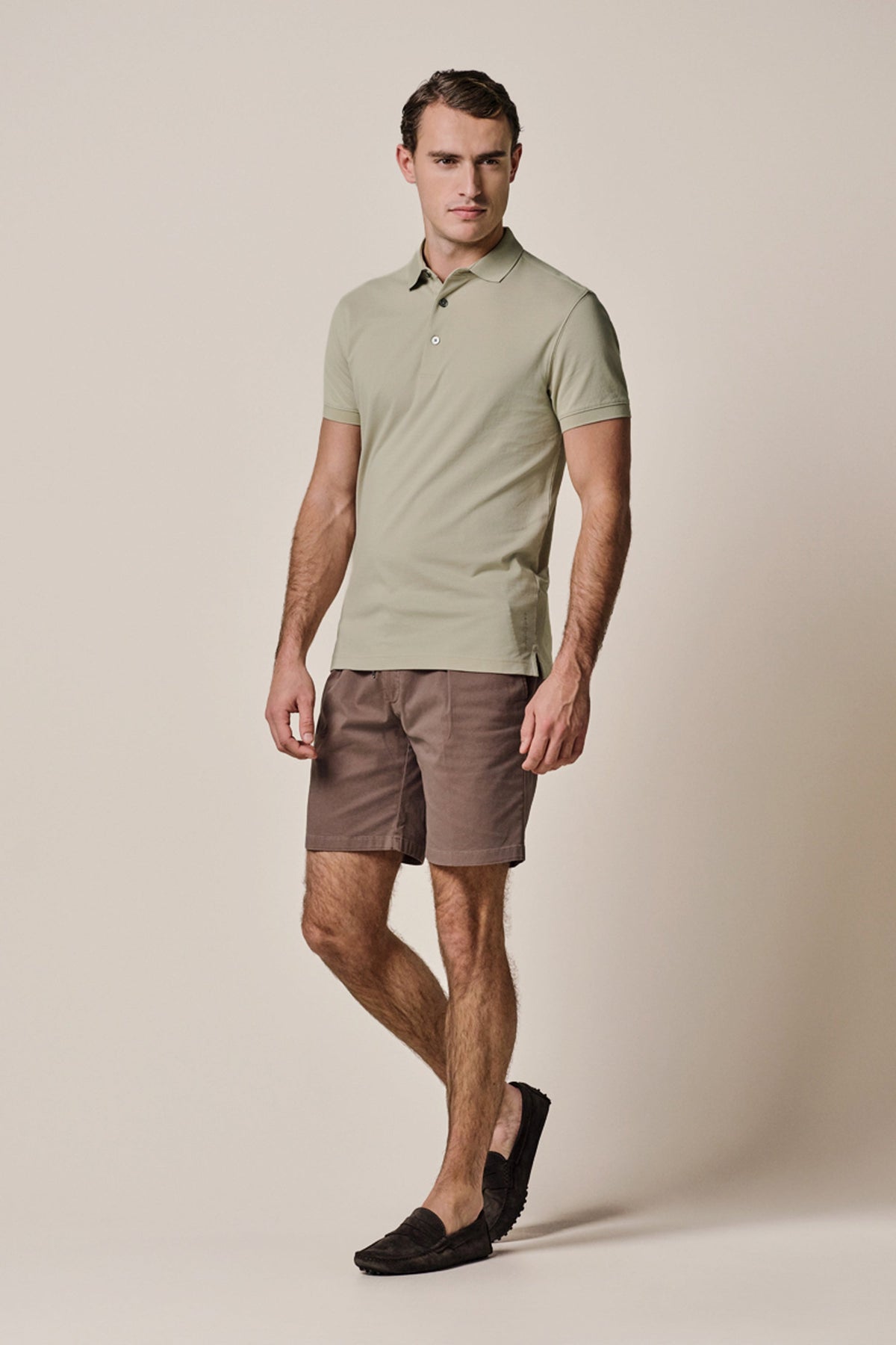Lichtgroene stretch piqué polo