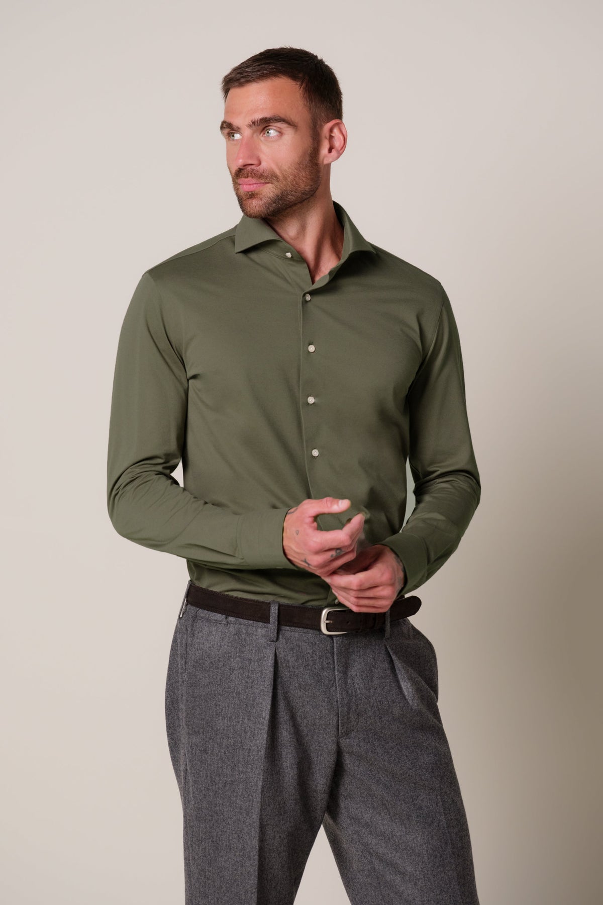 Groen Japanese knitted overhemd