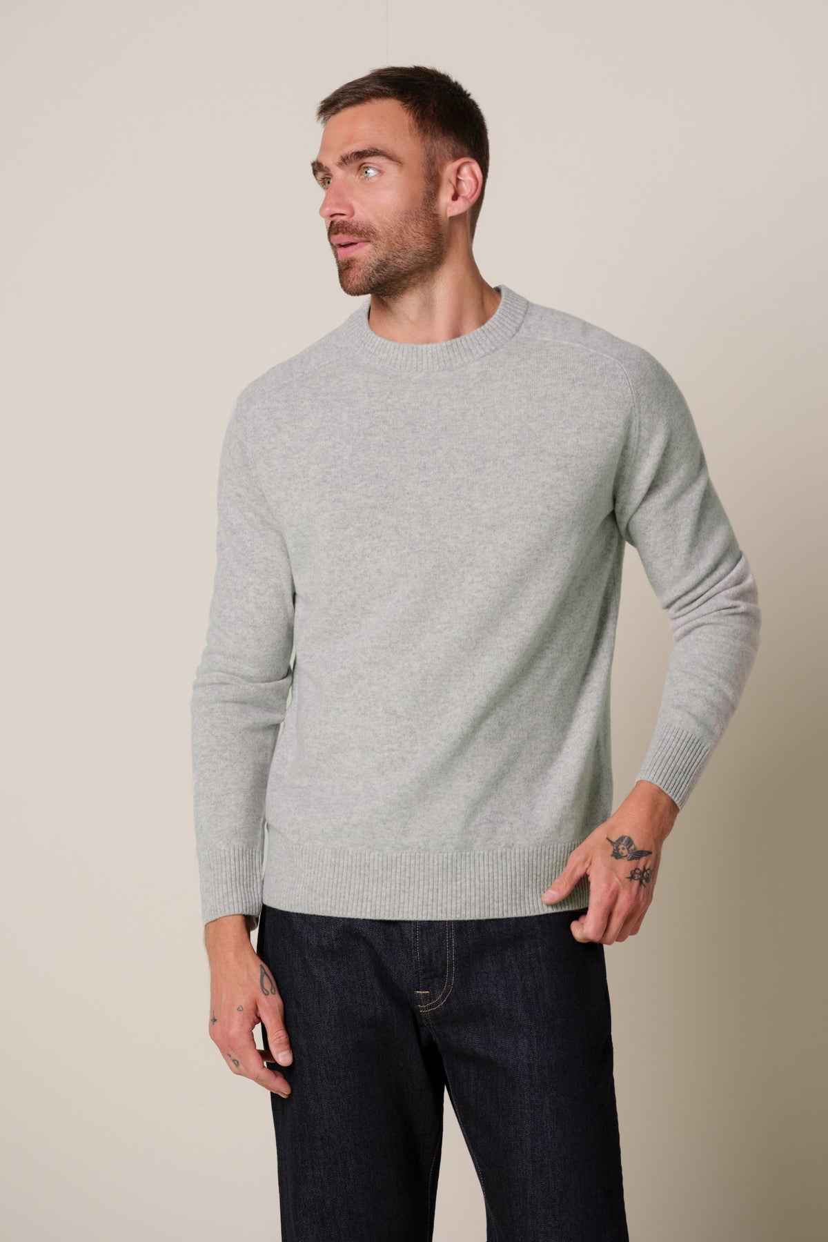 Grijze soft wollen crewneck