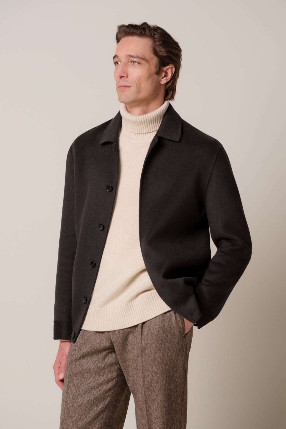 Bruine wollen single layer bomber