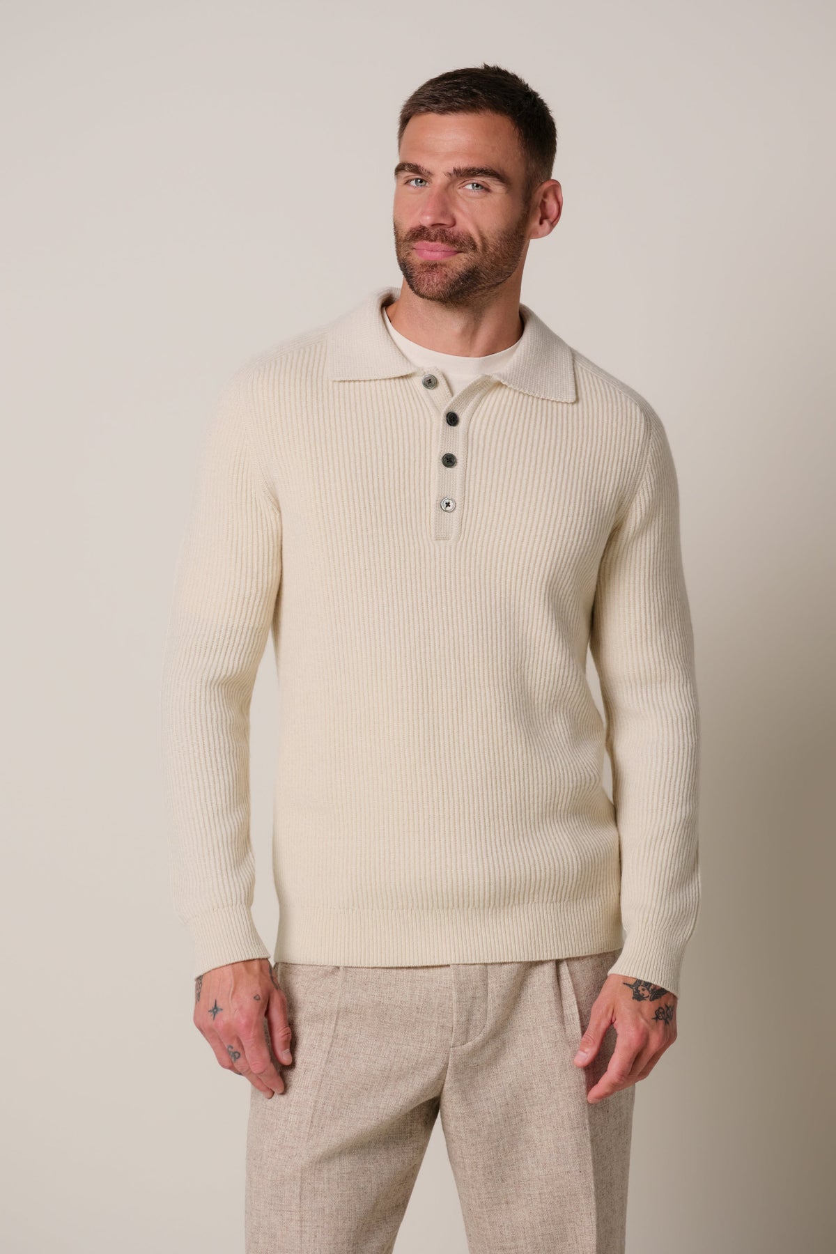 Zand heavy wollen polo