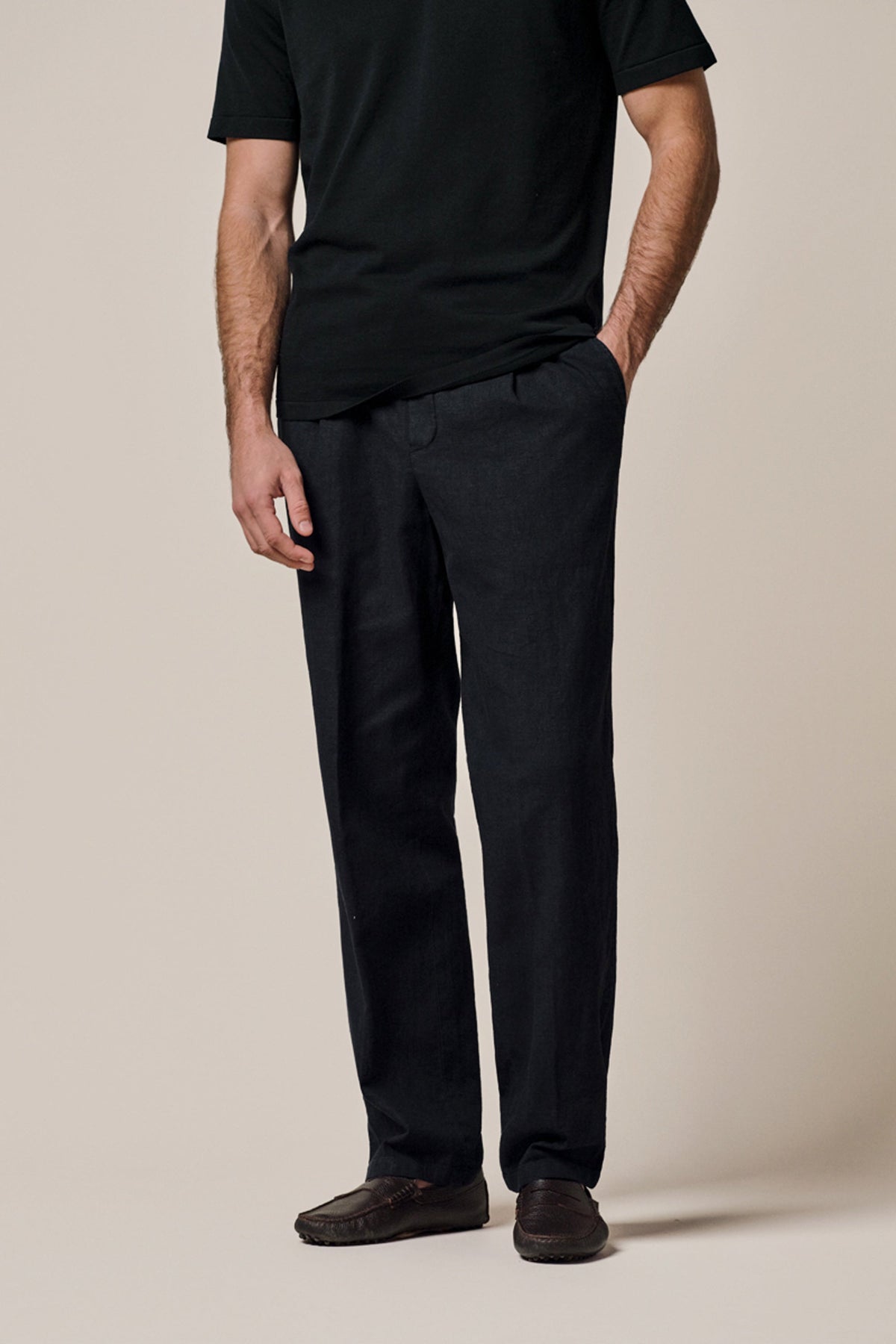Navy linnen loose fit broek