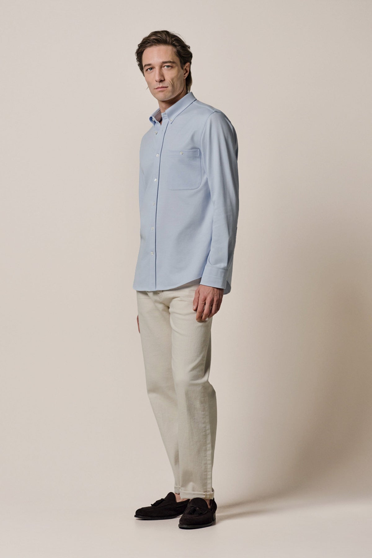 Blauw casual Japanse Knitted overhemd