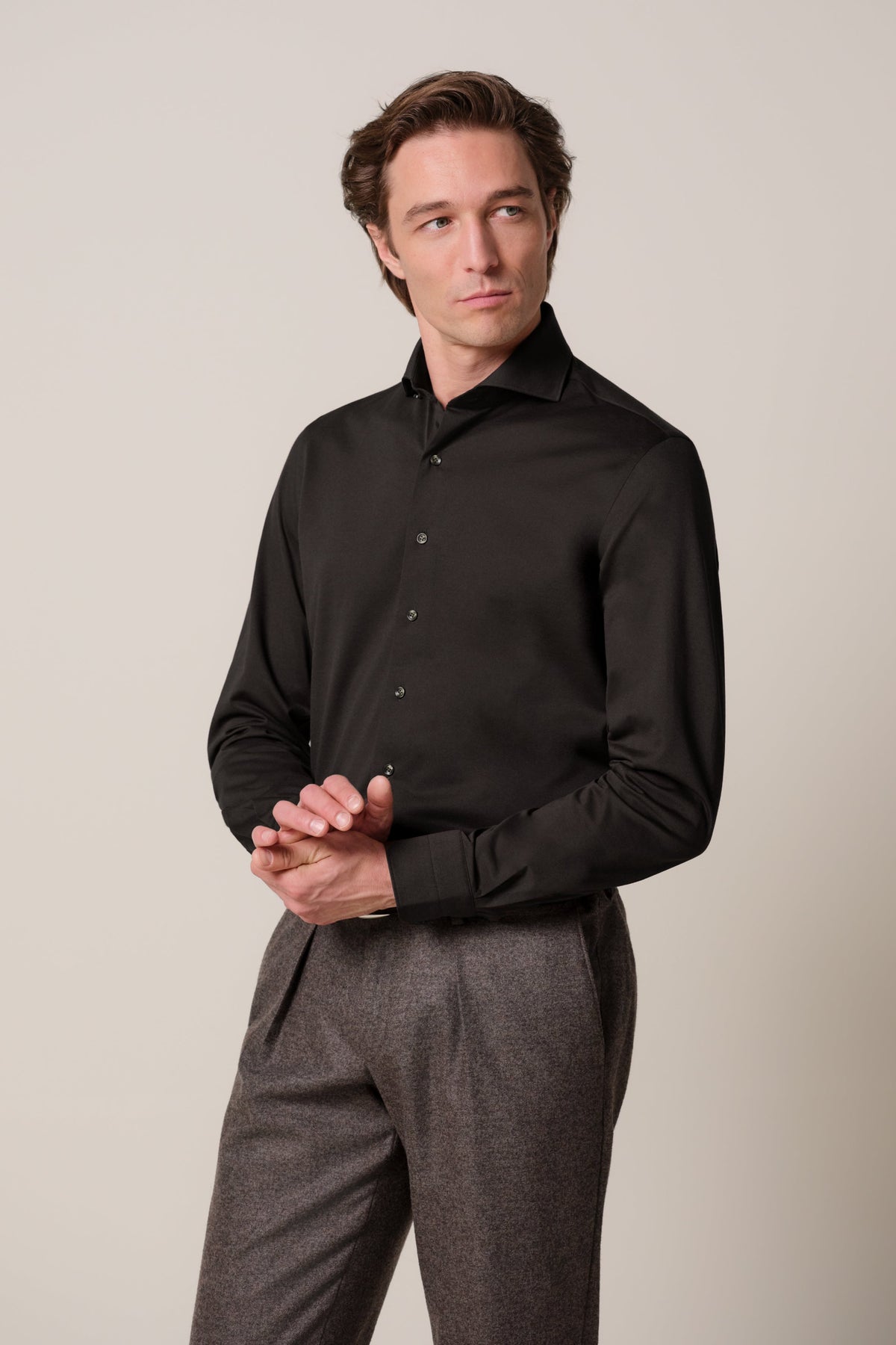Bruin Japanese knitted overhemd