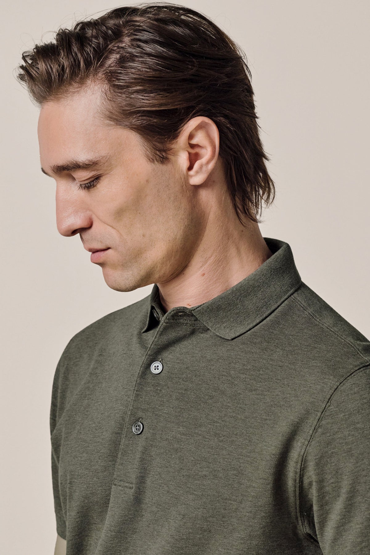 Groen stretch piqué polo