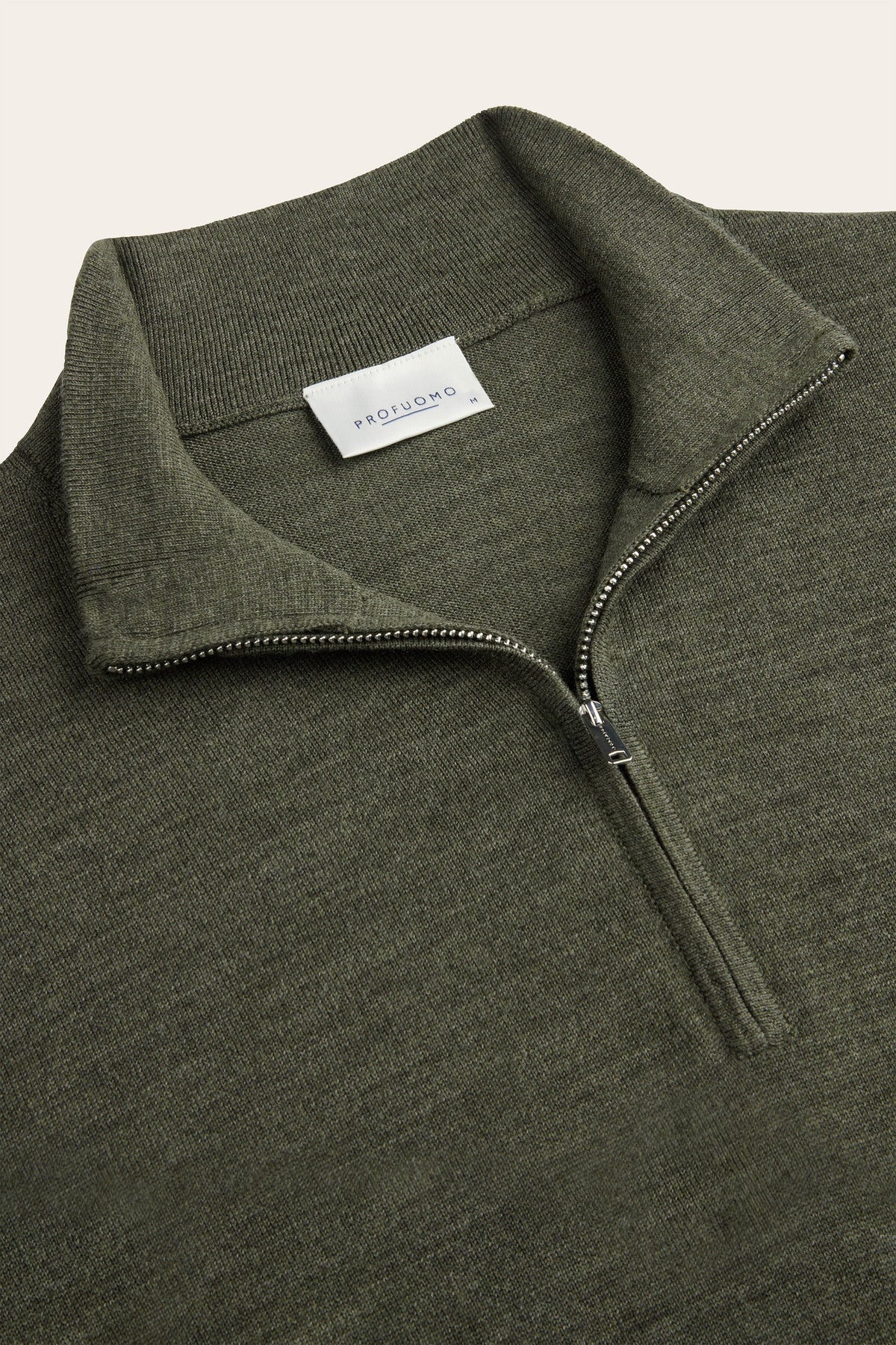 Donkergroene merino half zip