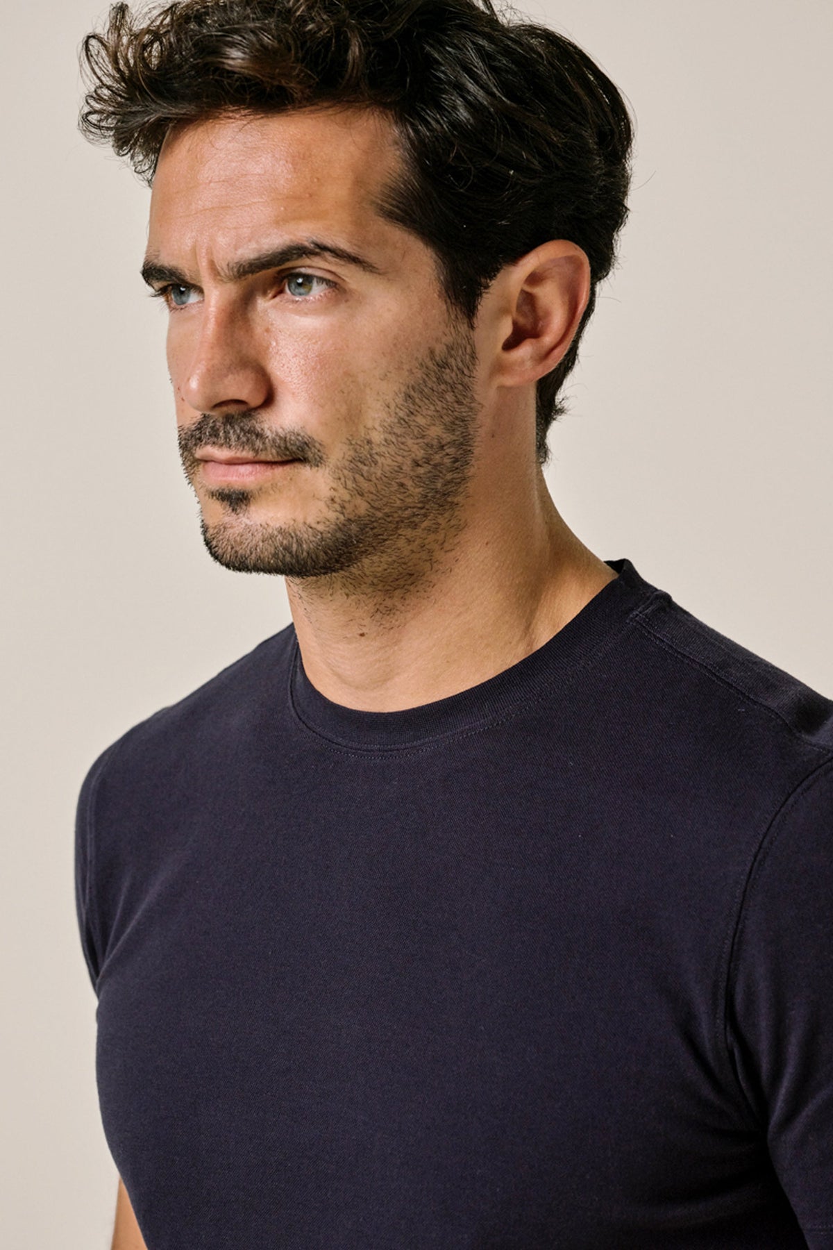 Navy stretch piqué T-shirt