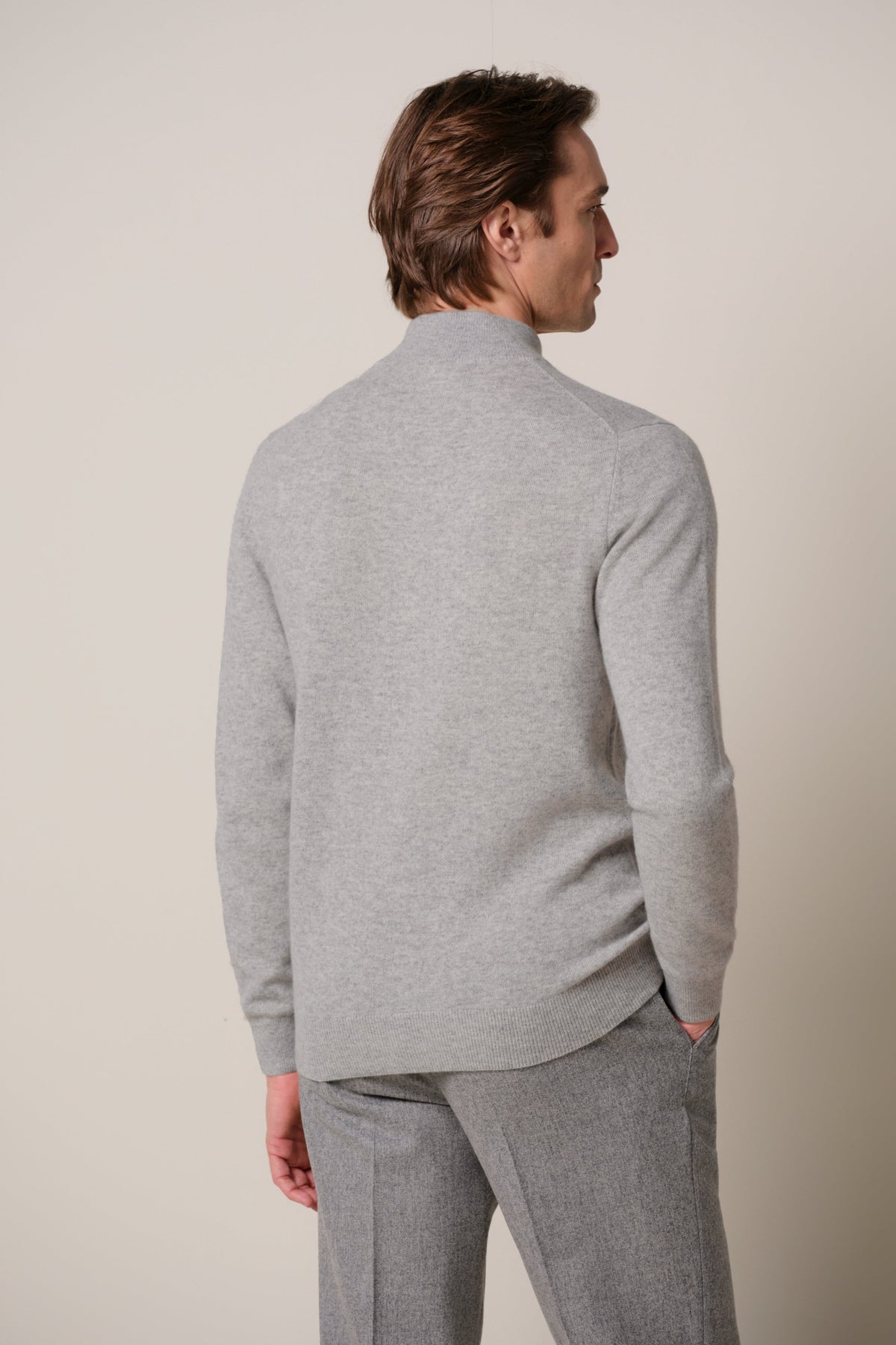 Grijze cashmere half zip