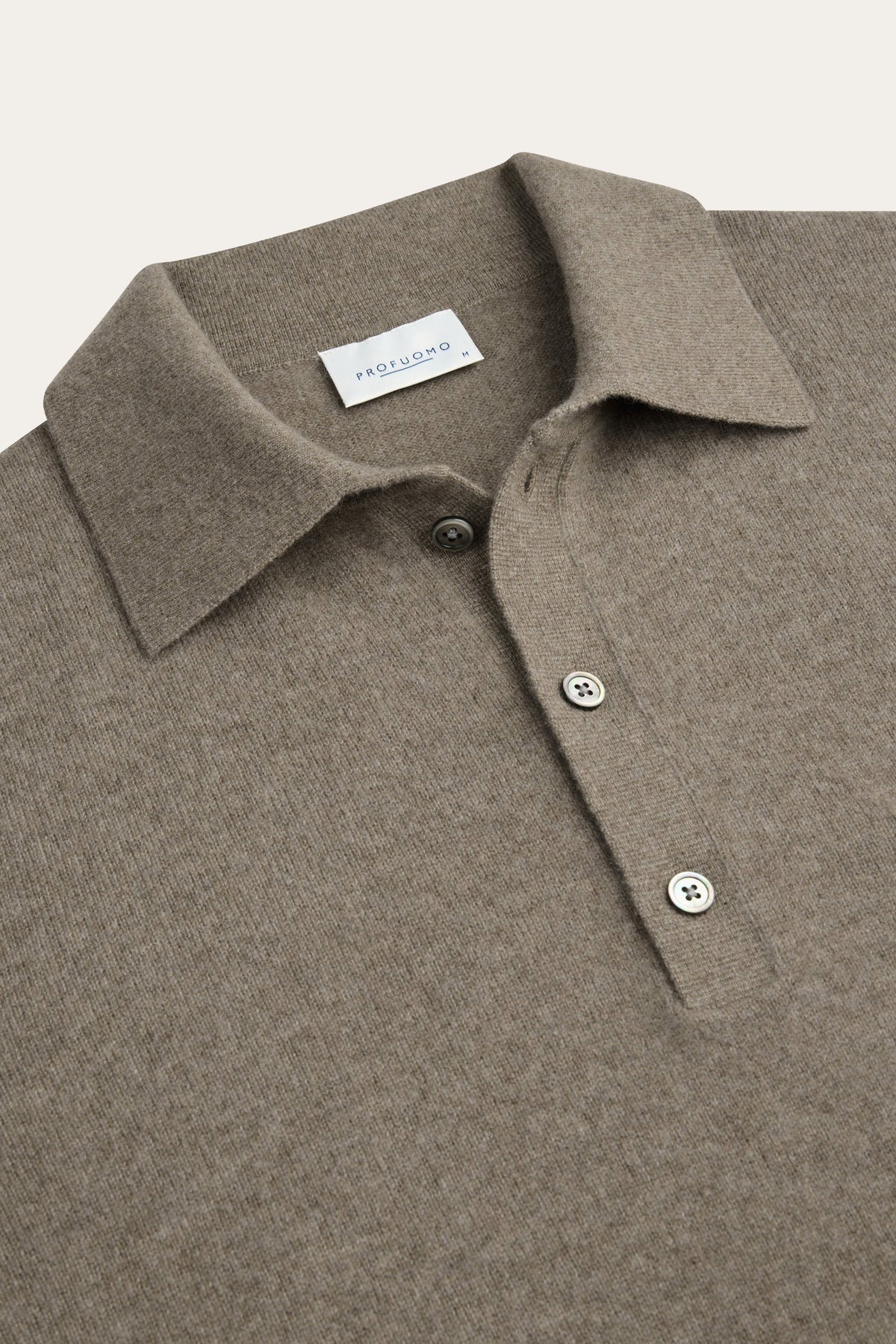 Donkerbeige cashmere polo