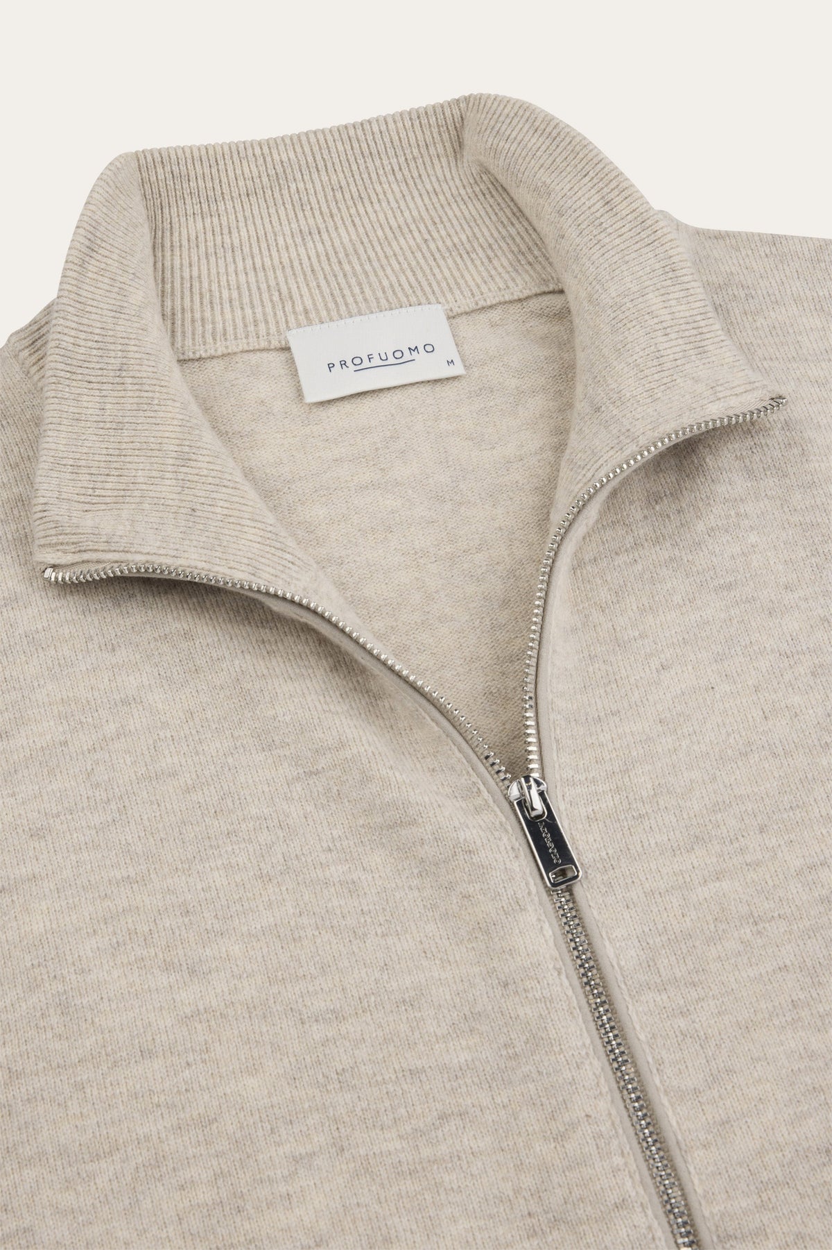 Beige wol blend full zip cardigan