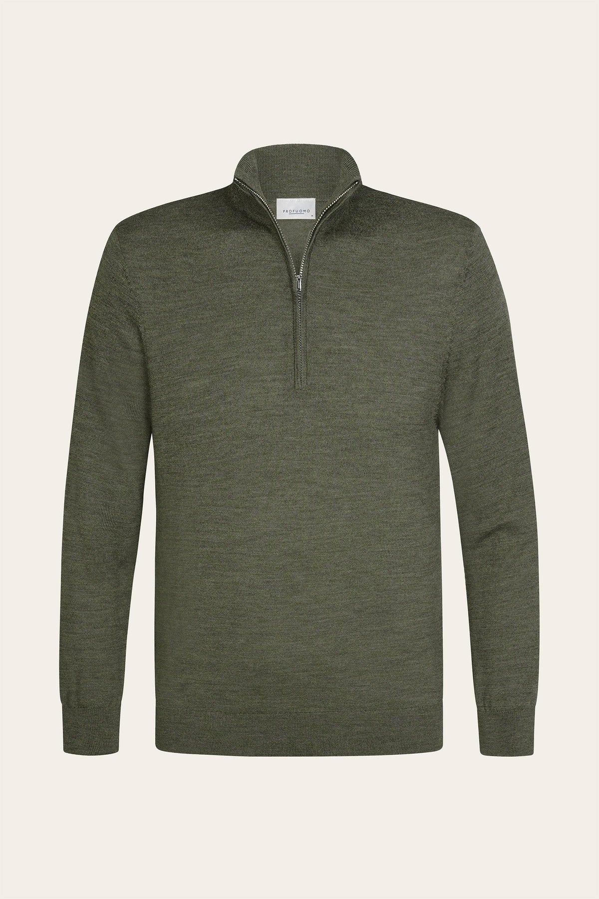 Donkergroene merino half zip