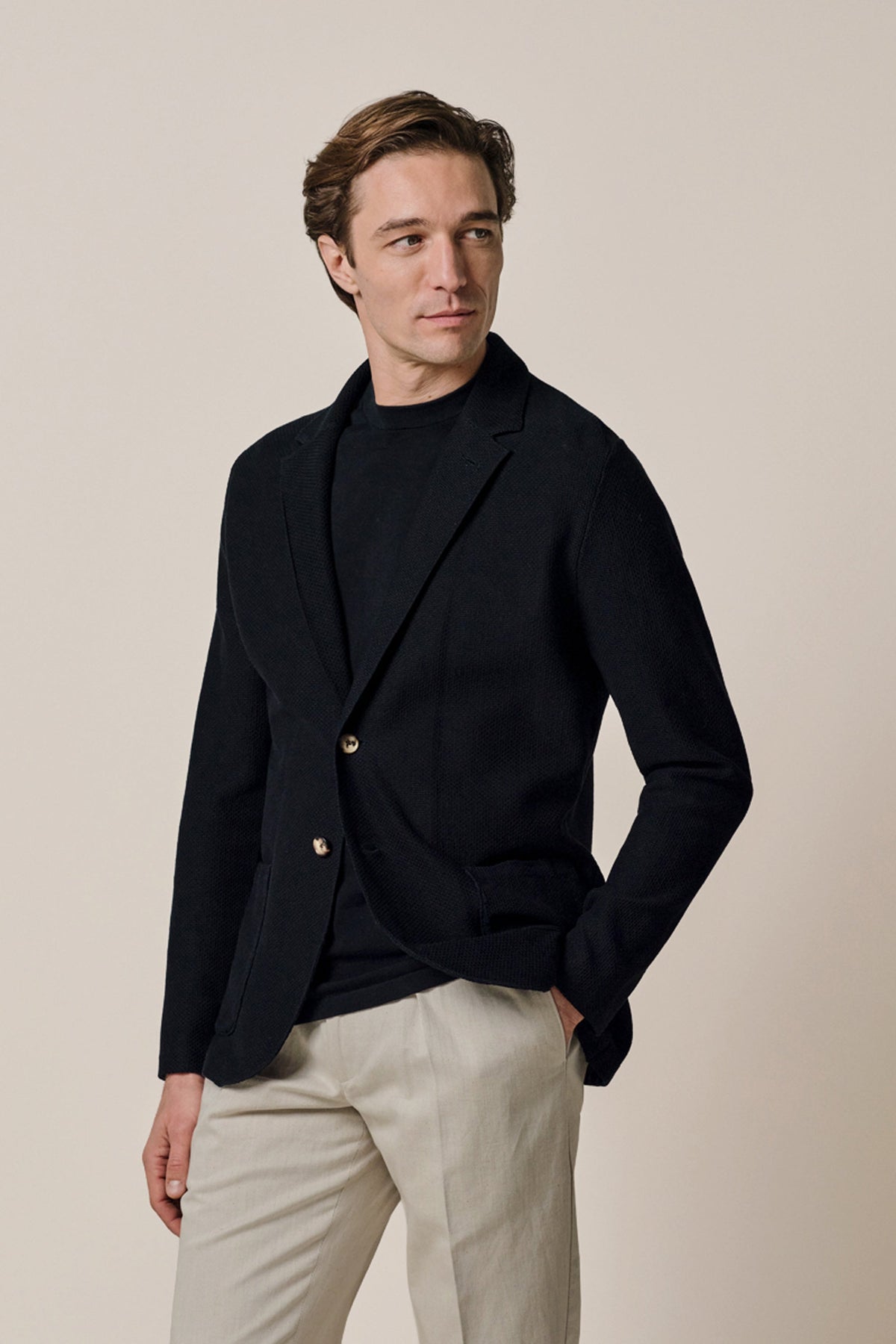 Navy Aero Ease knitted colbert