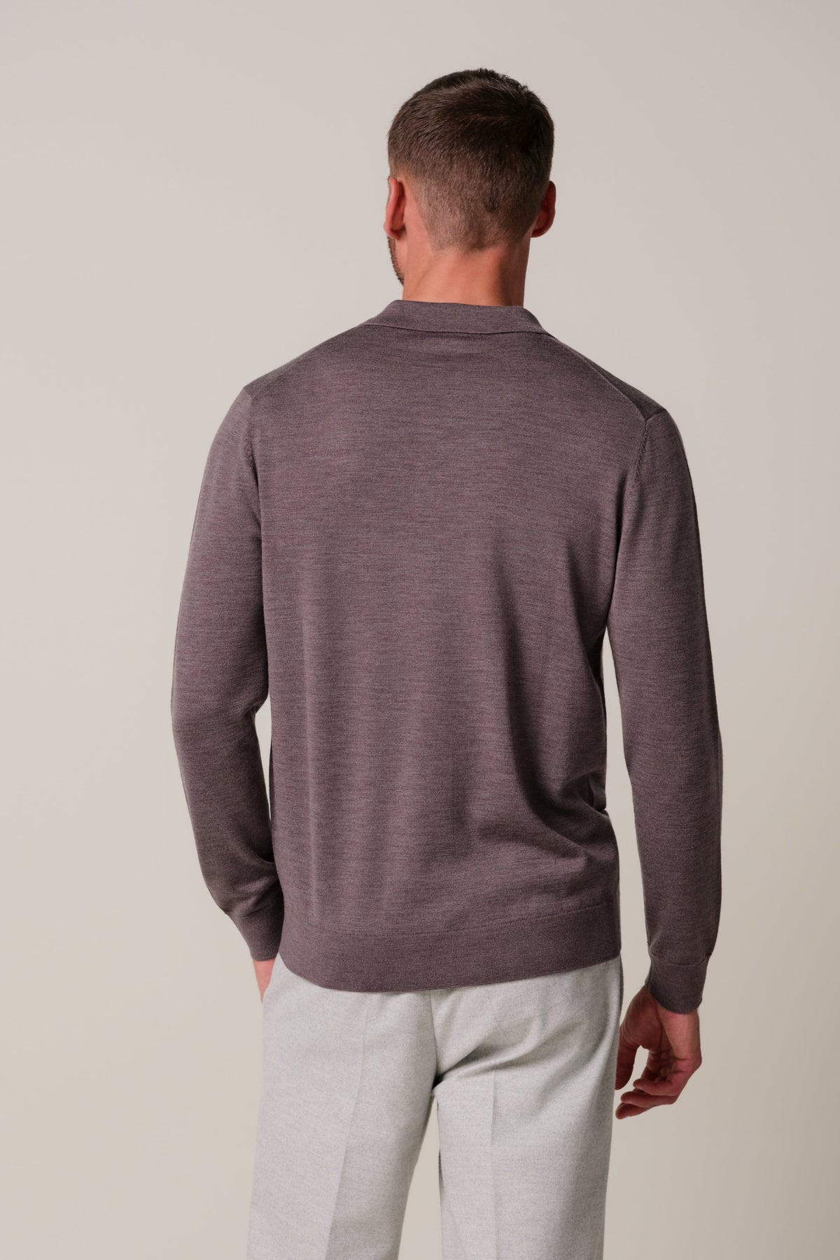 Aubergine merino polo