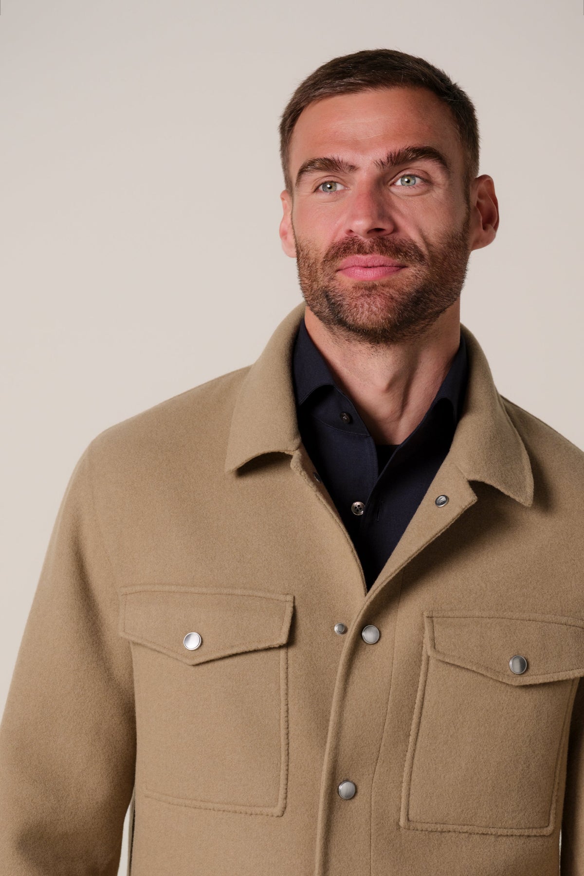 Cognac press button overshirt