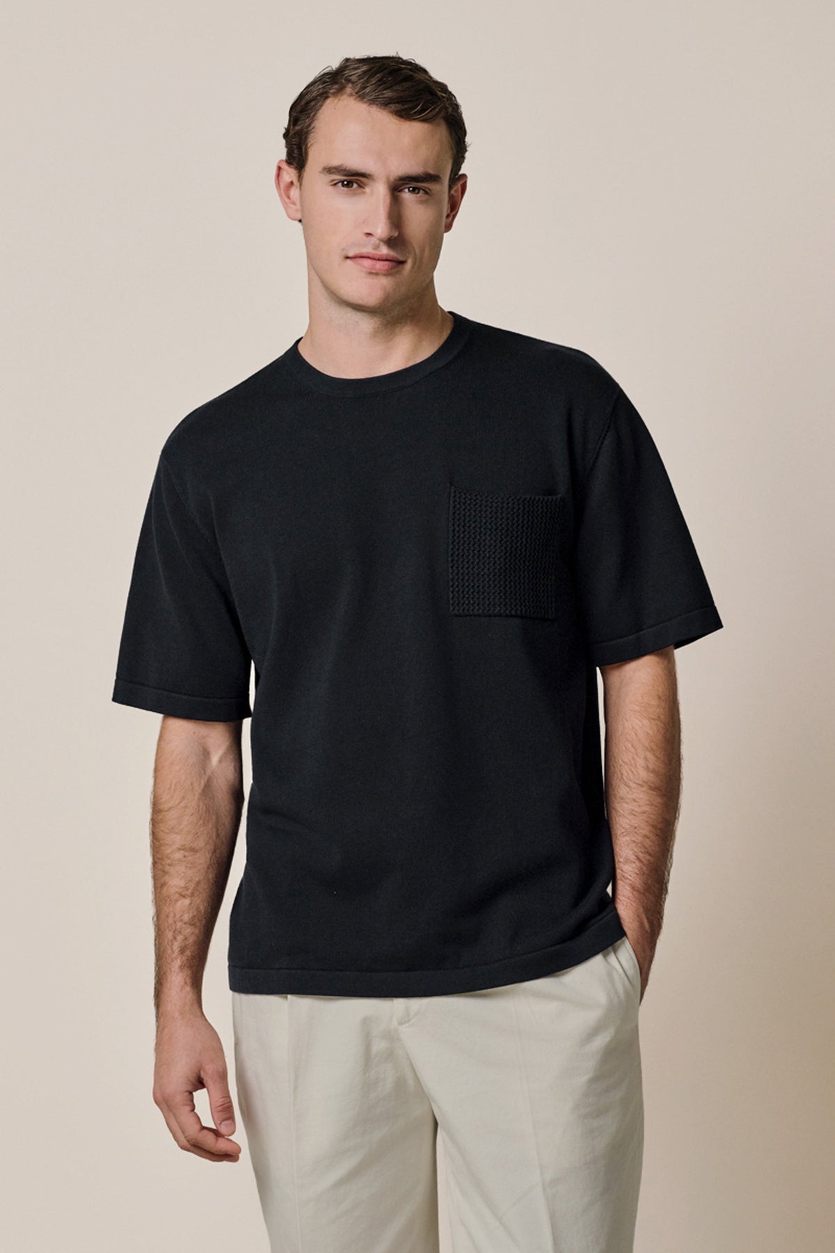 Navy katoenen t-shirt met borstzak