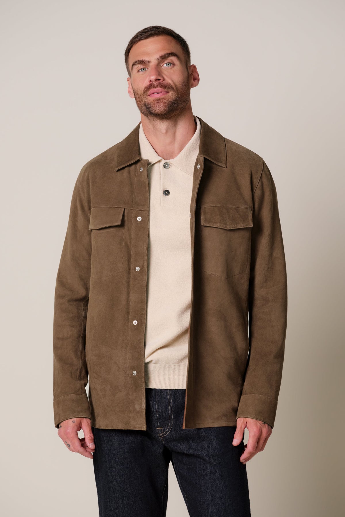 Bruin suede overshirt