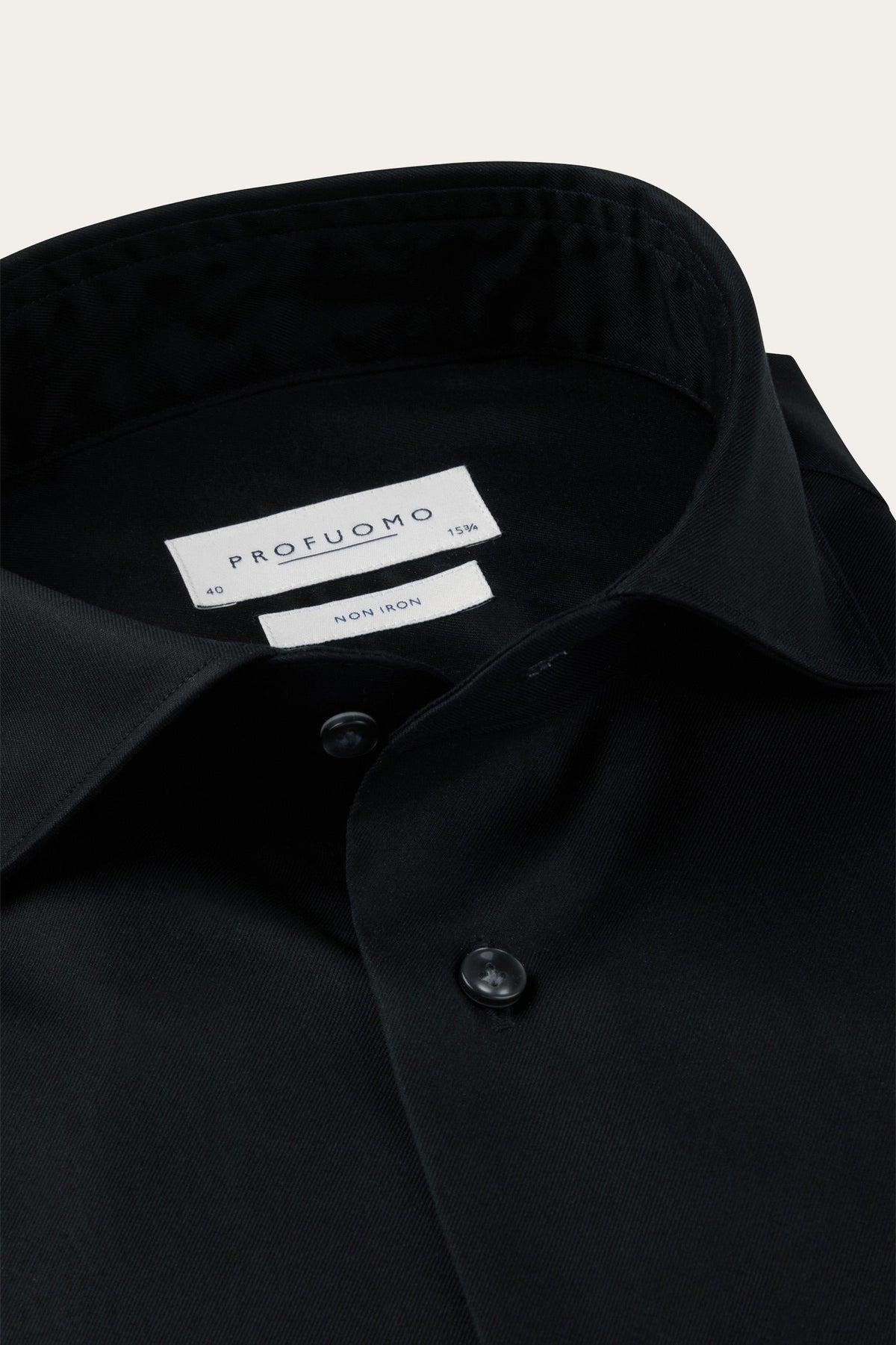 Zwart two-ply twill overhemd