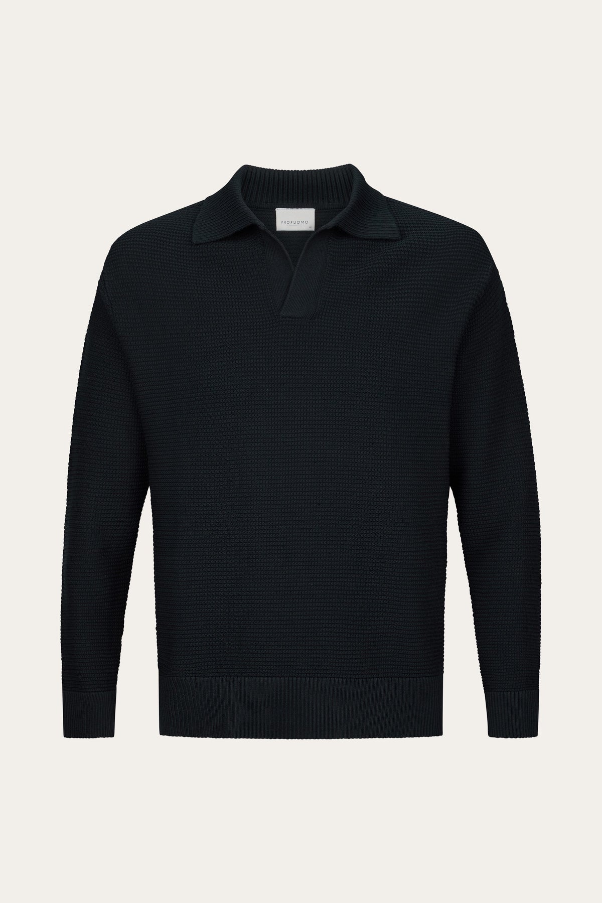 Navy katoenen open kraag polo