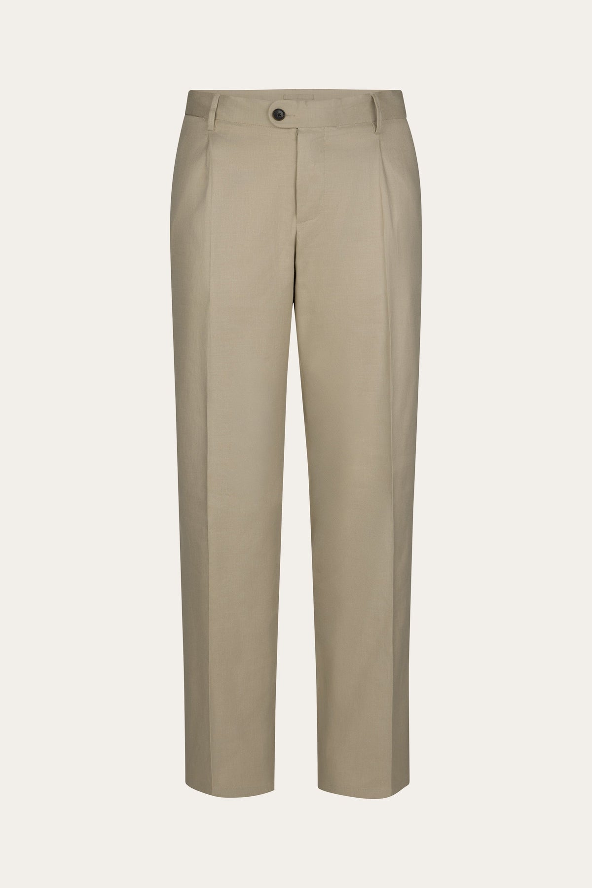 Beige linnen katoen loose fit broek