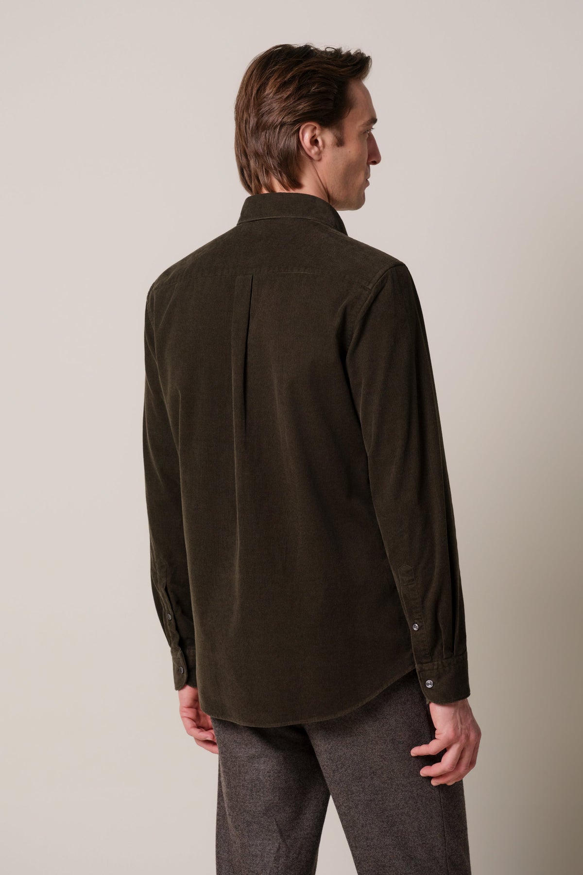 Donkergroen corduroy overhemd