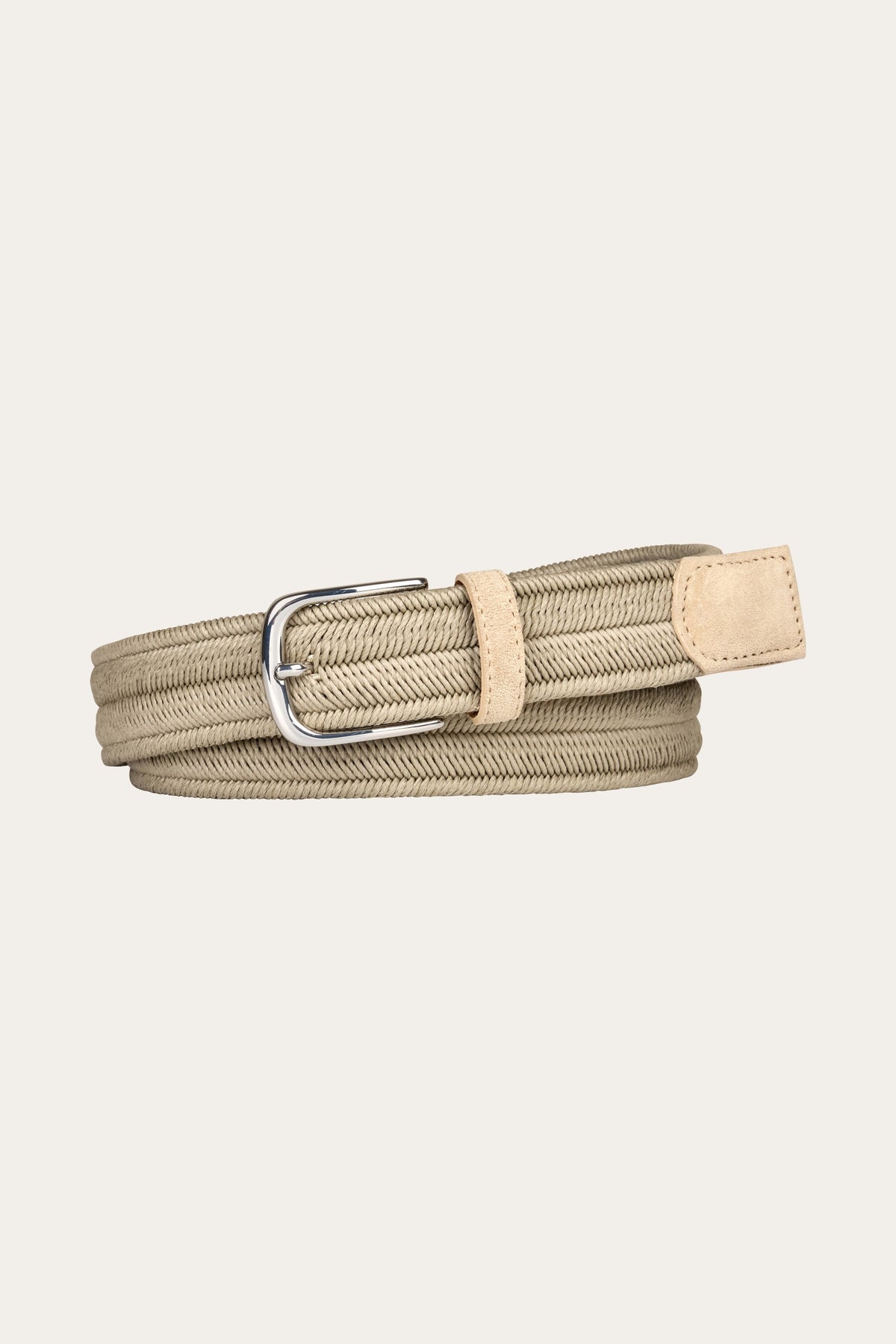 Kahki waxed elastische riem
