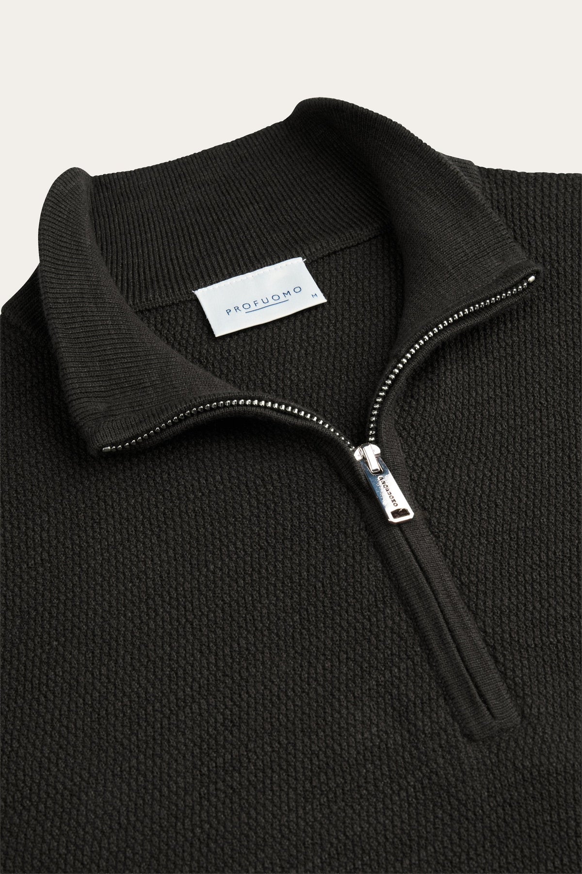 Donkerbruine structuur half zip