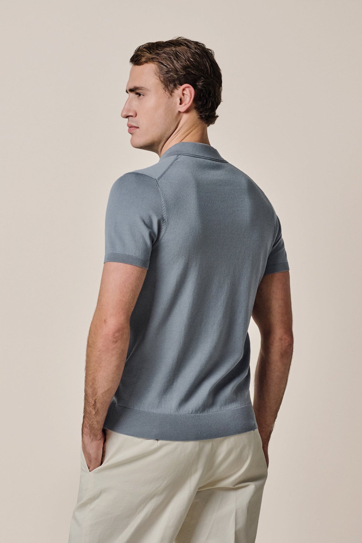 Grijsblauwe Luxury Basic polo