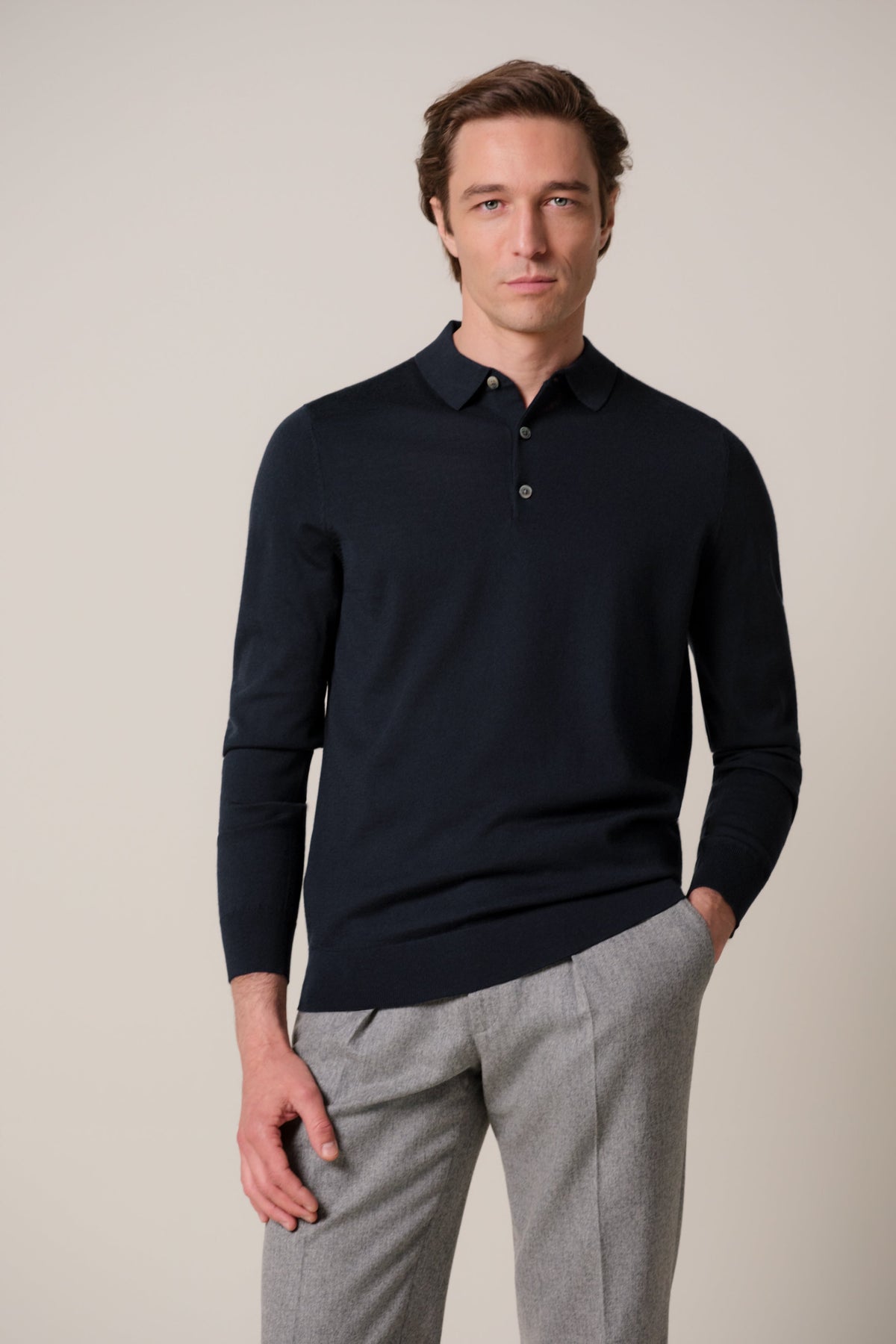 Navy merino polo