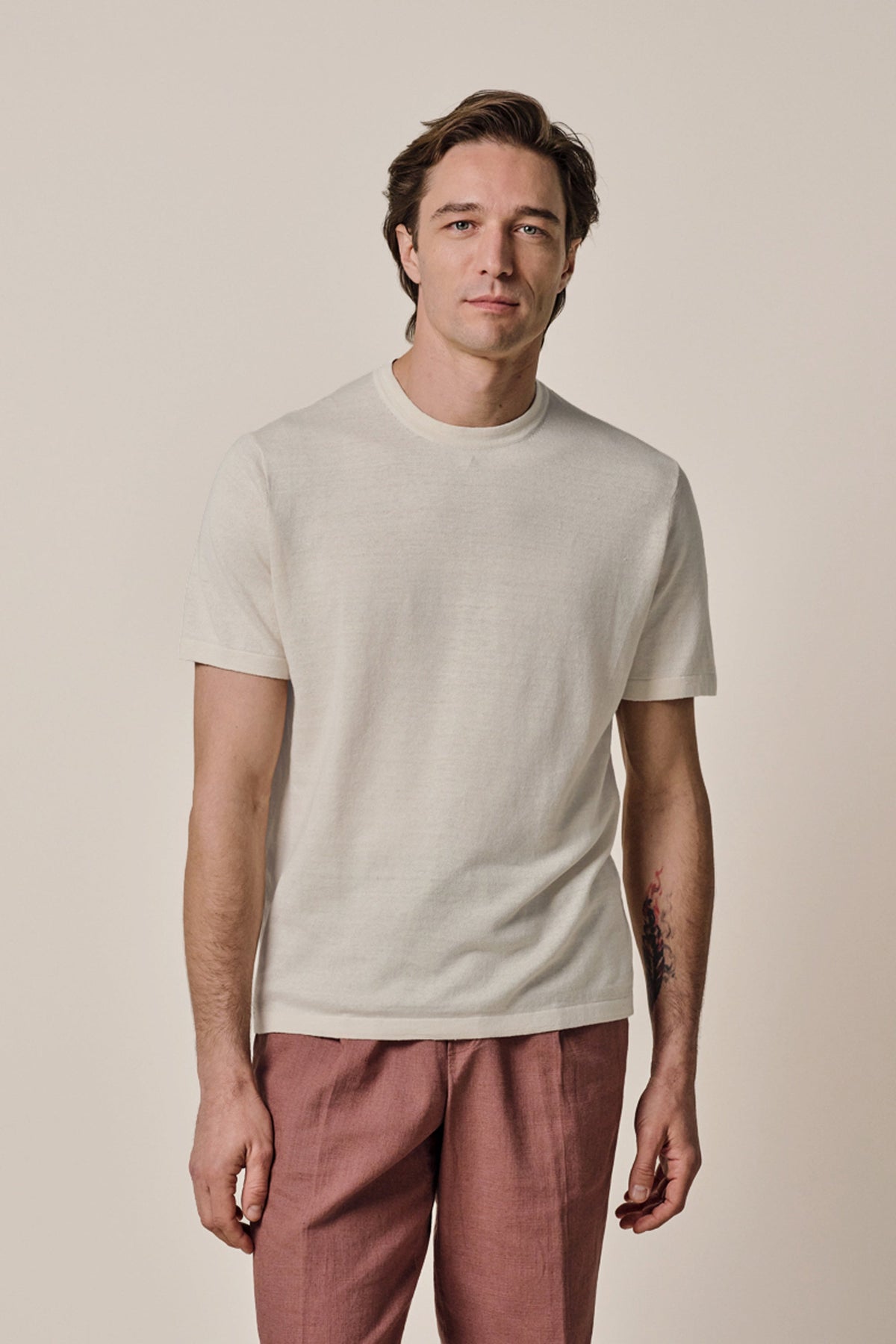 Off-white linnen-katoen T-shirt