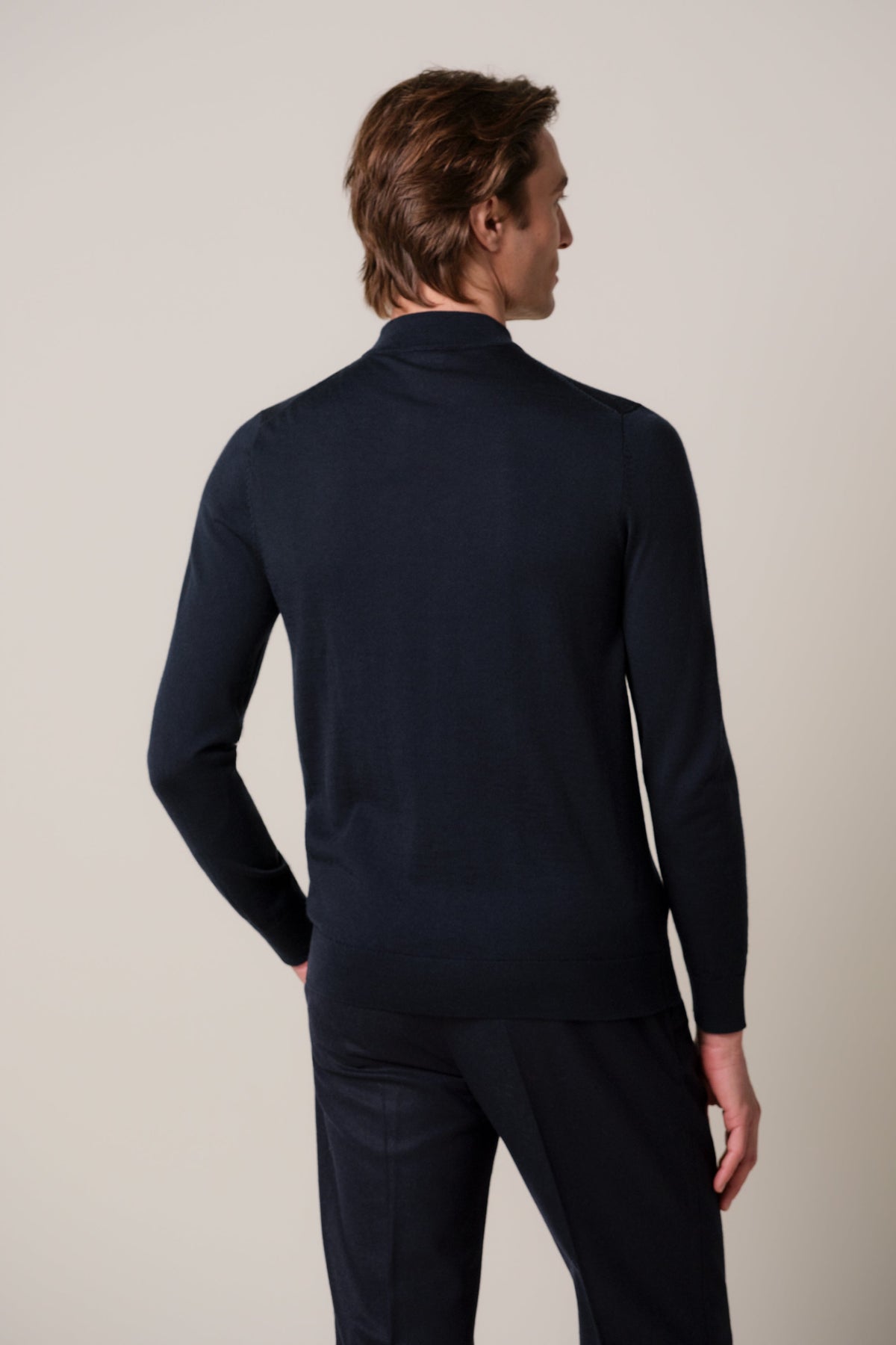 Navy merino mockneck