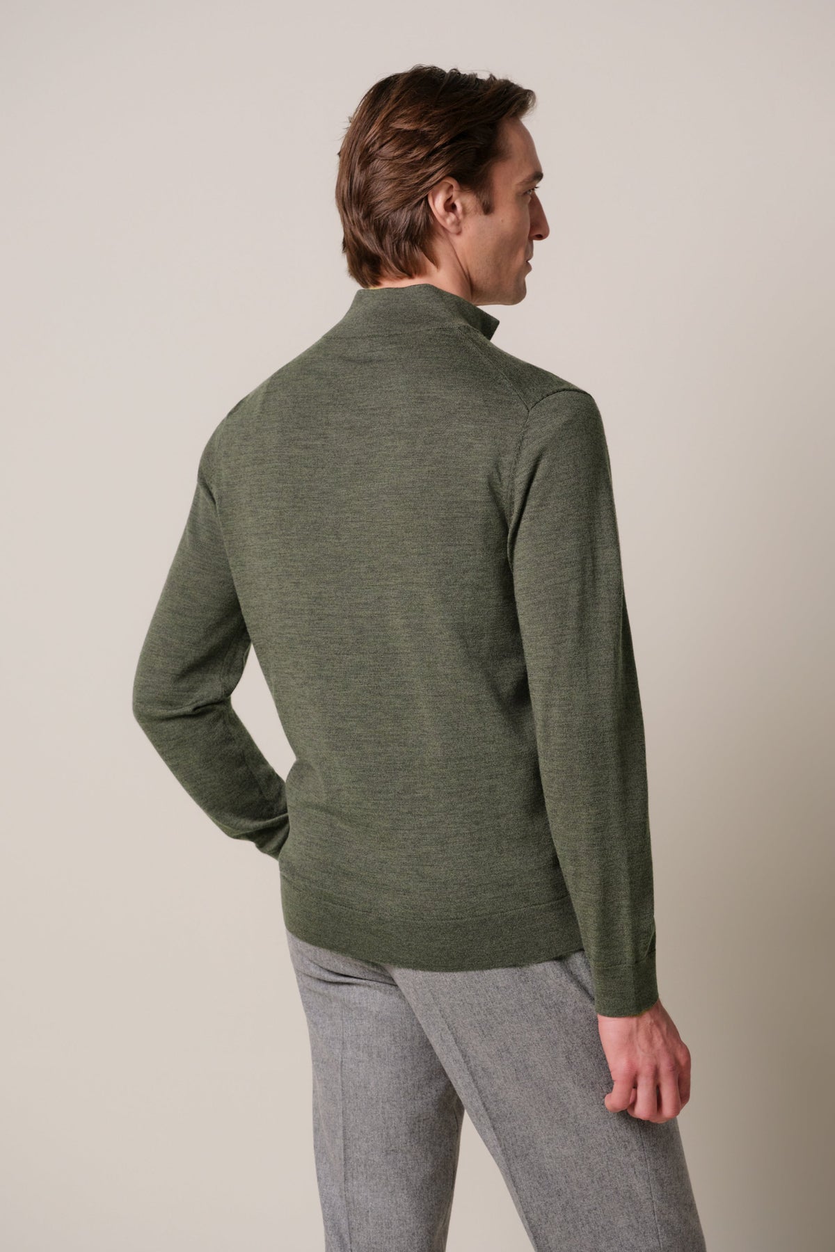 Donkergroene merino half zip