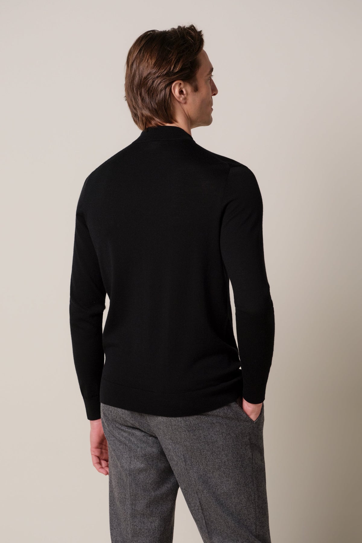 Zwarte merino mockneck