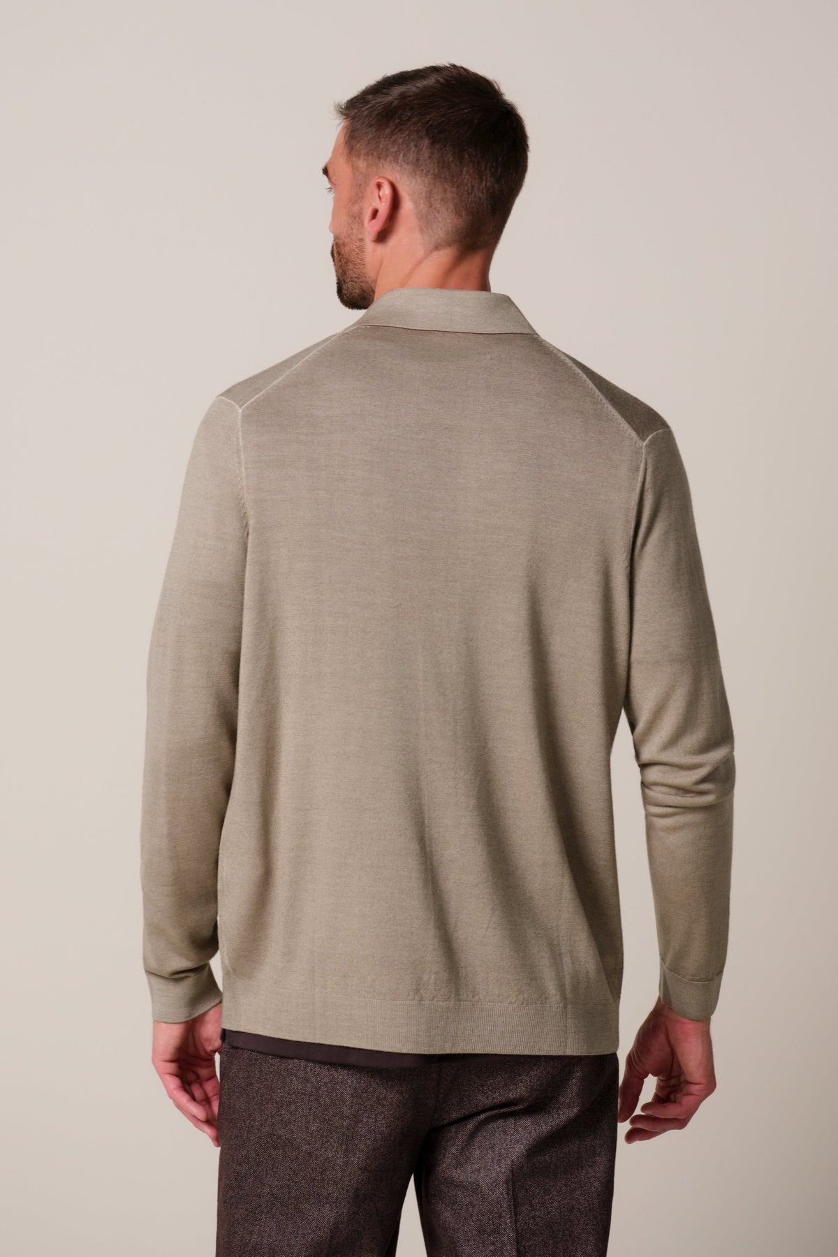 Beige Garment Dye merino polo